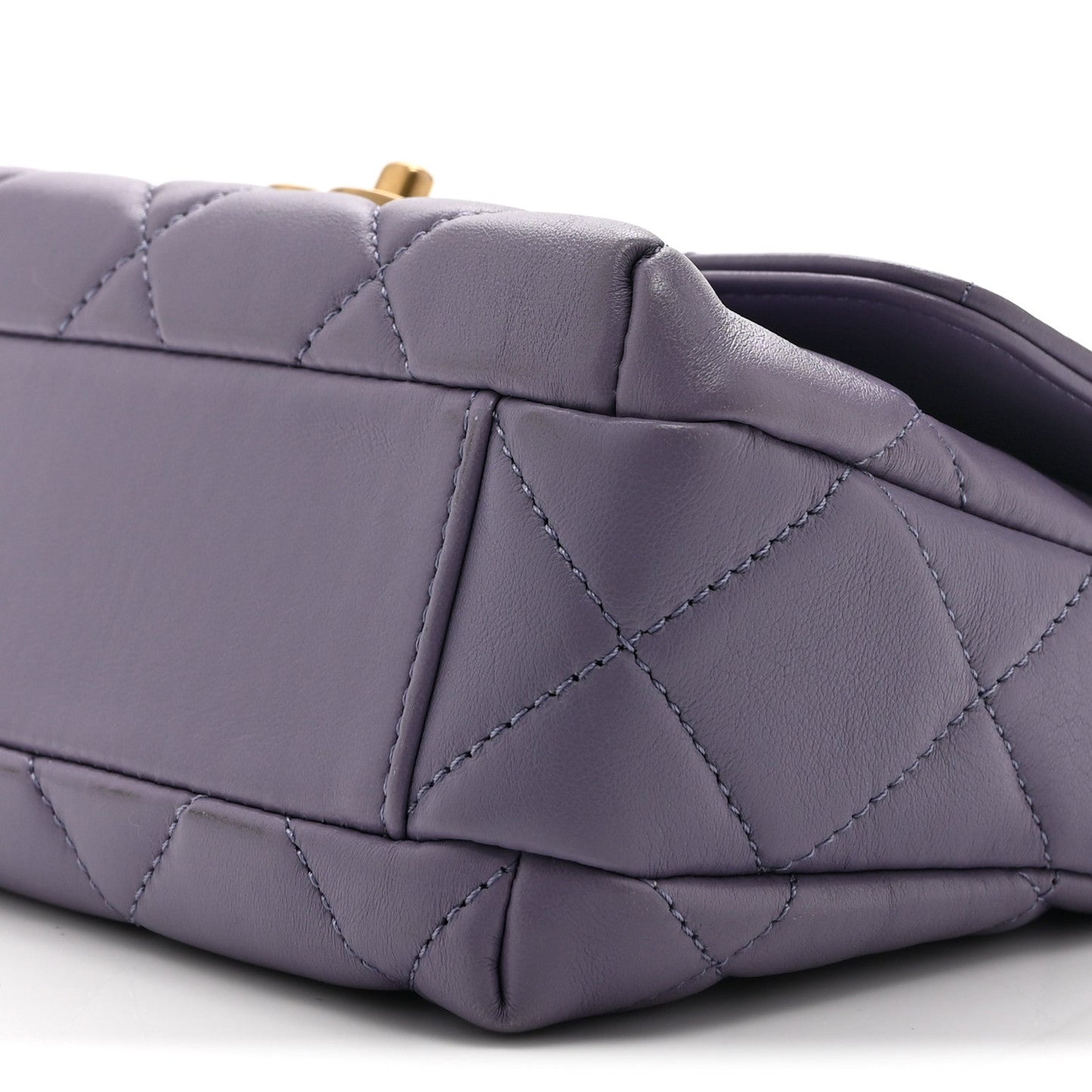 Shiny Lambskin Quilted Mini Pearl Logo Flap Light Purple