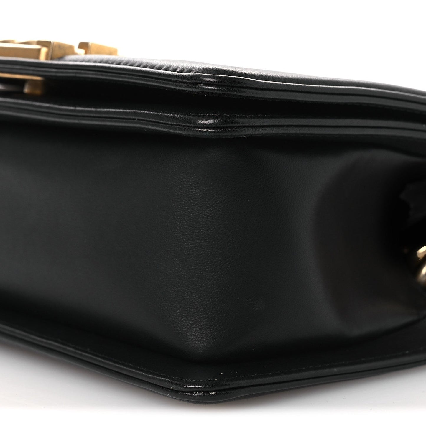 Calfskin Chevron Quilted Medium Boy Flap Black