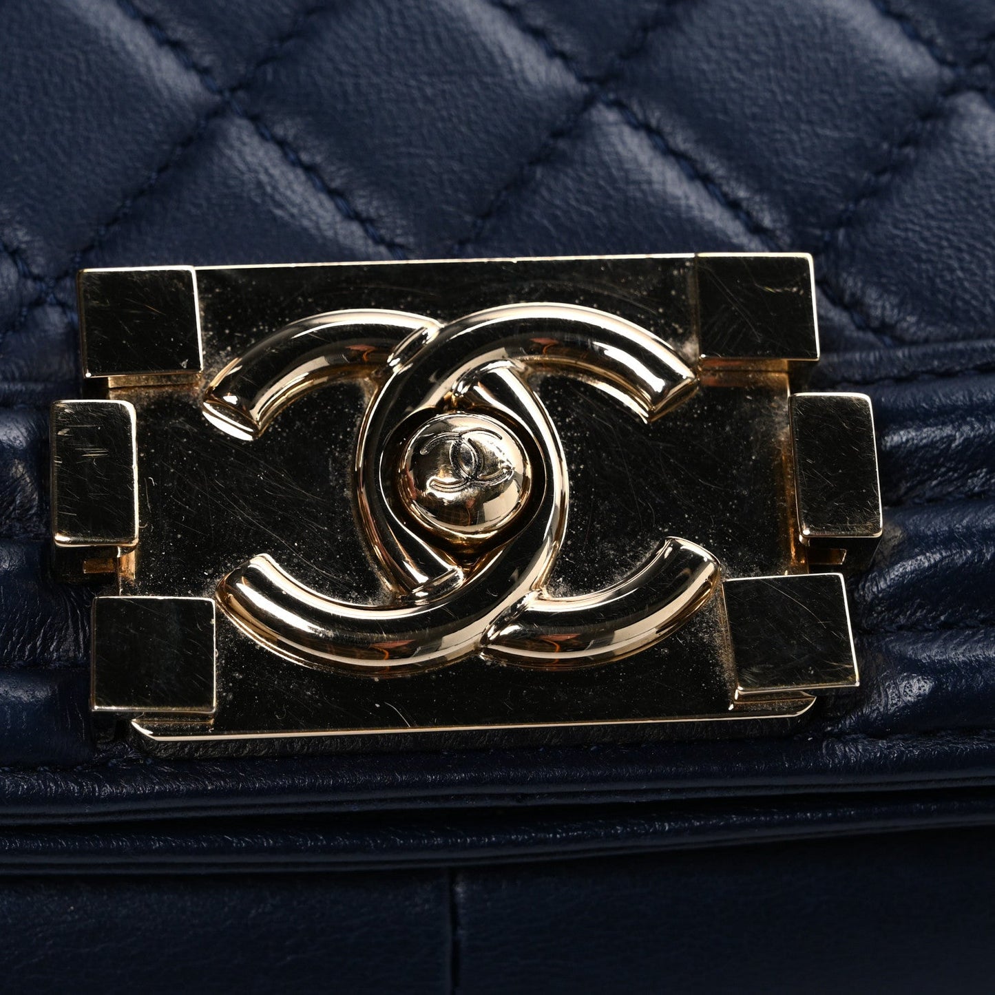 Lambskin Quilted New Medium Boy Flap Dark Navy Blue