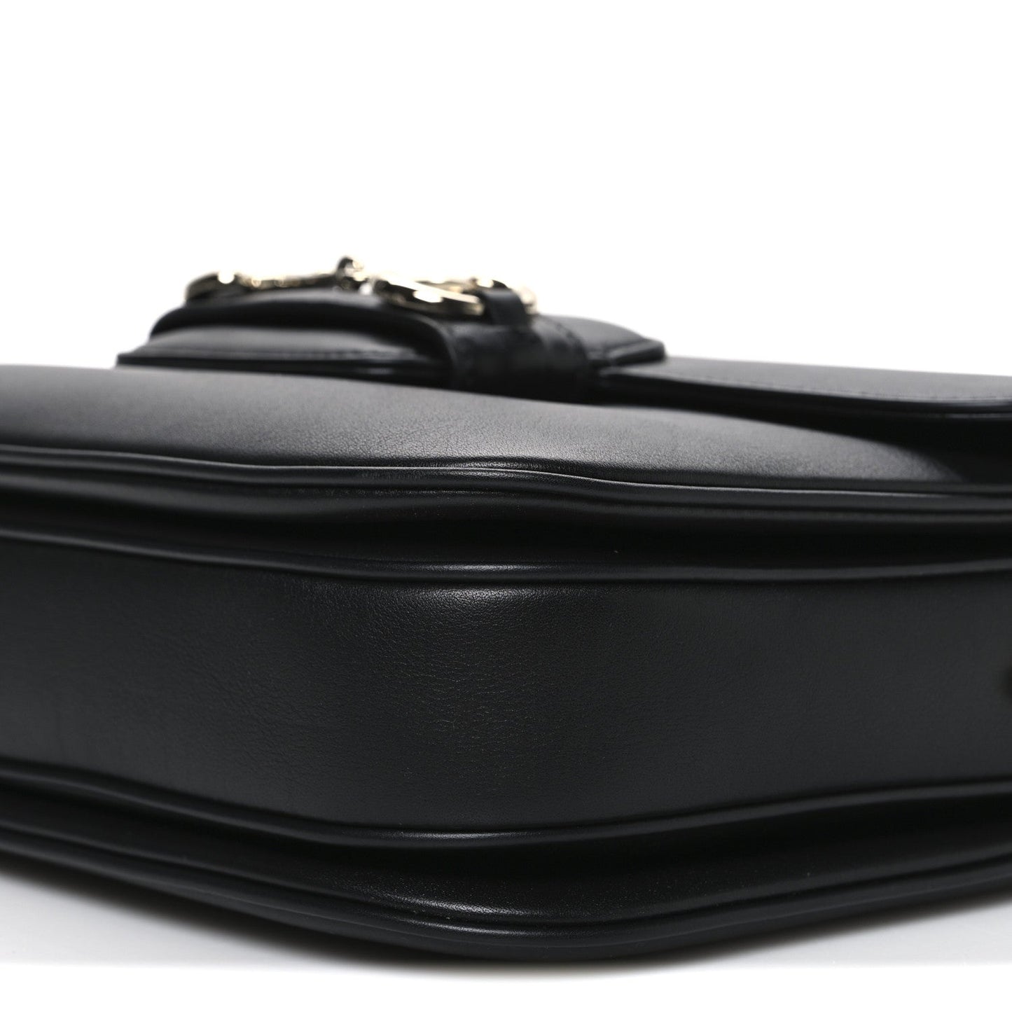 Ciny Lux Calfskin Horsebit 1955 Soft Small Shoulder Bag Black