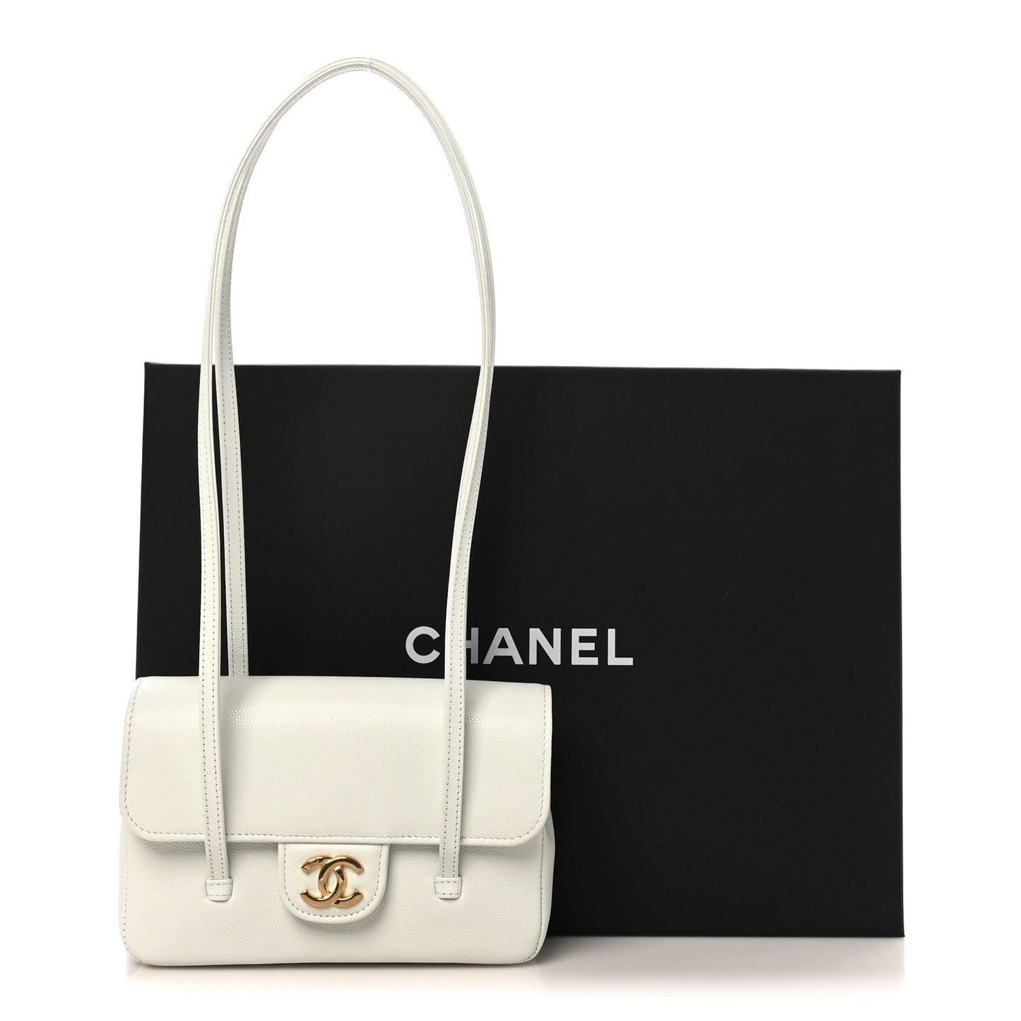 Shiny Caviar Mini Preppy Coco Shoulder Bag Light Blue