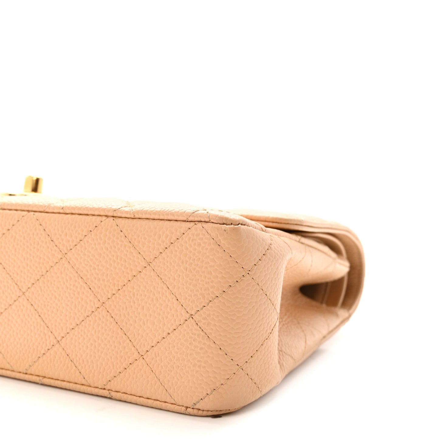 Caviar Quilted Medium Double Flap Beige