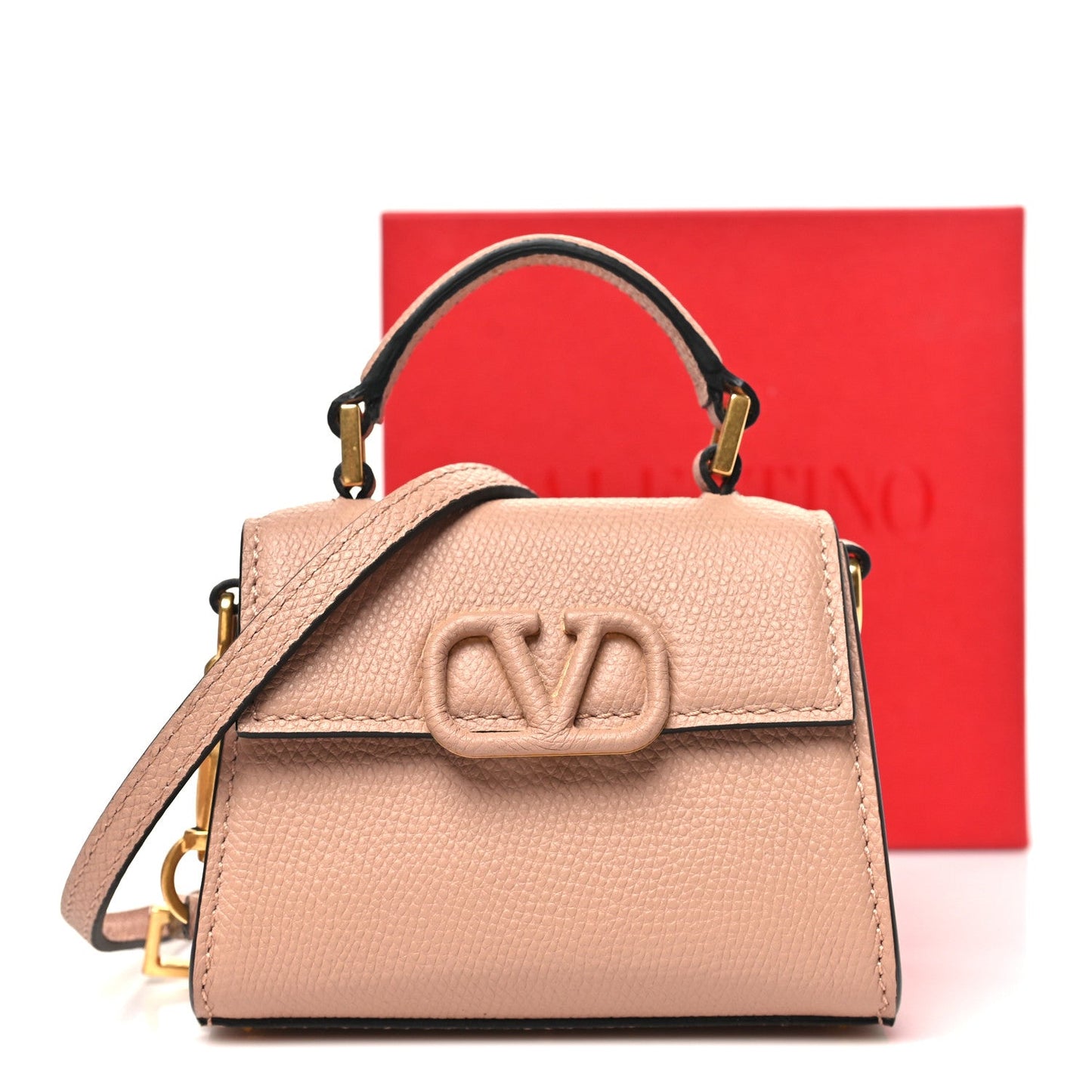Calfskin Micro VSling Top Handle Bag Rose Cannelle