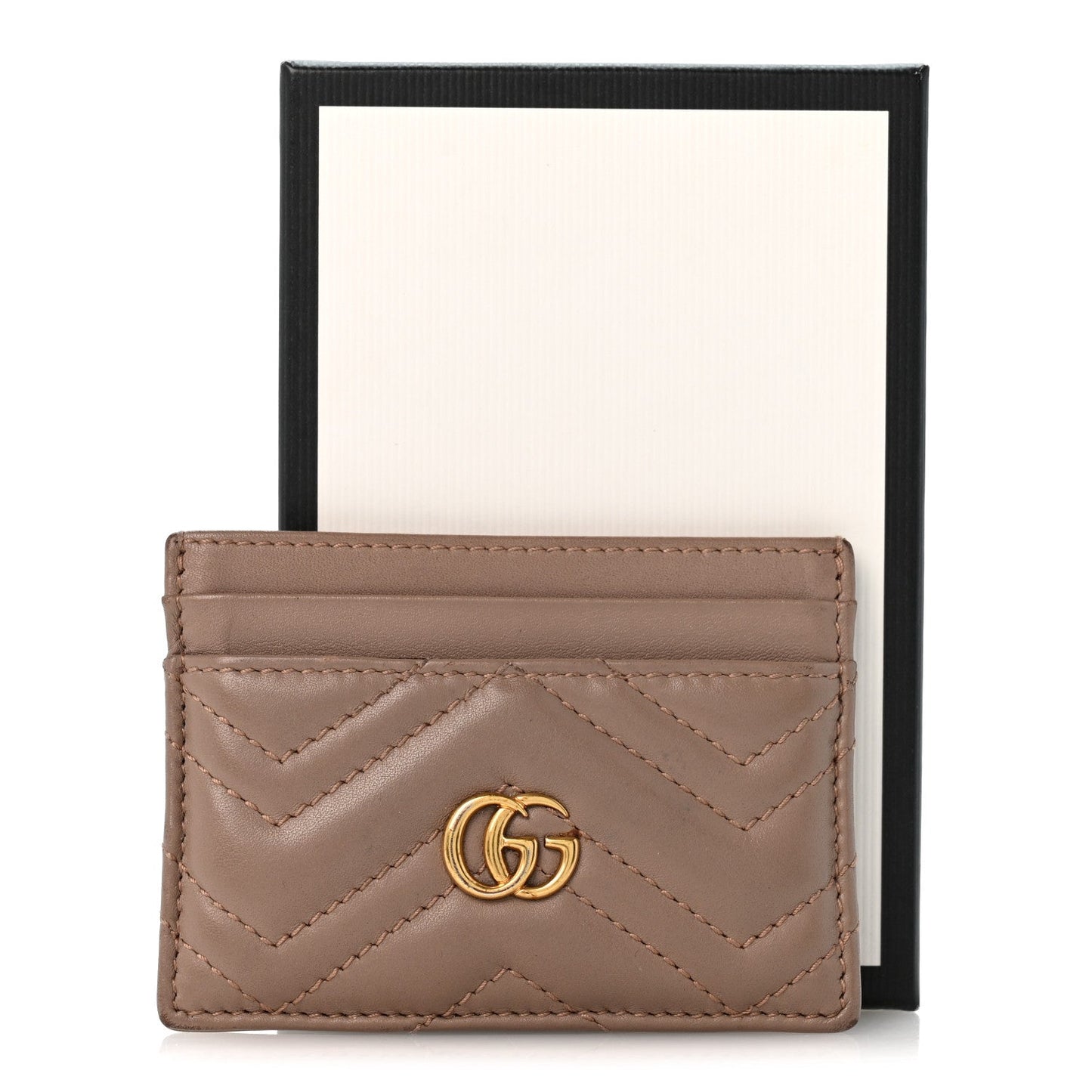 Calfskin Matelasse GG Marmont Card Holder Porcelain Rose