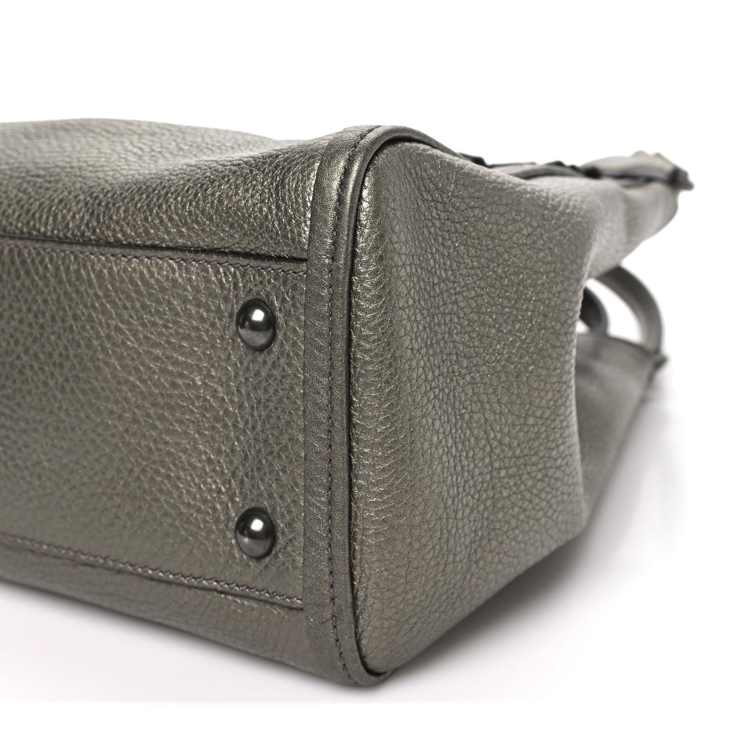Metallic Pebbled Calfskin Small Soho Shoulder Bag Golden Beige