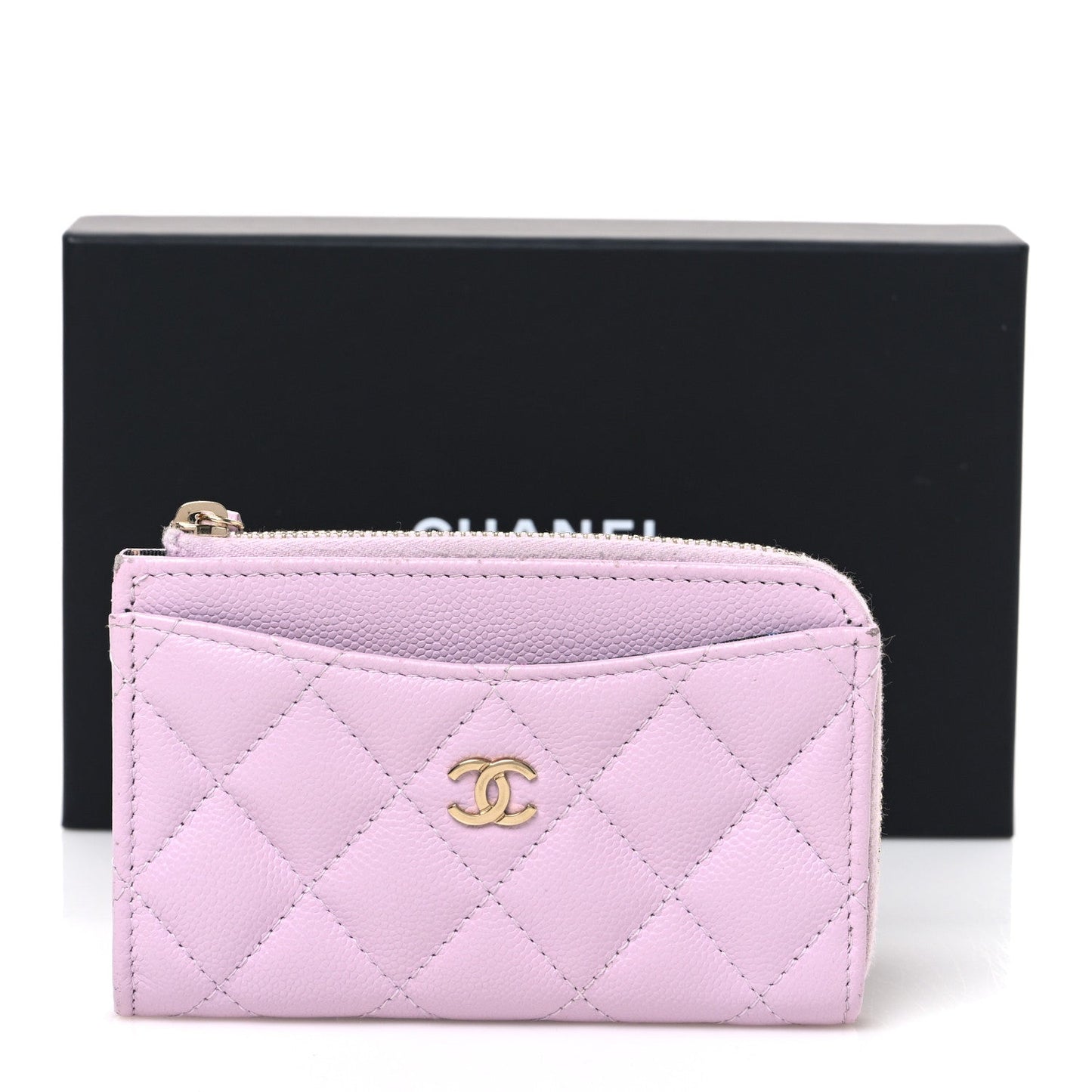 Caviar Quilted CC Zip Around Card Holder Light Pink Light Pink