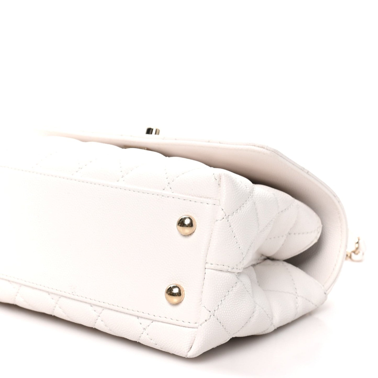 Caviar Quilted Mini Coco Handle Flap White