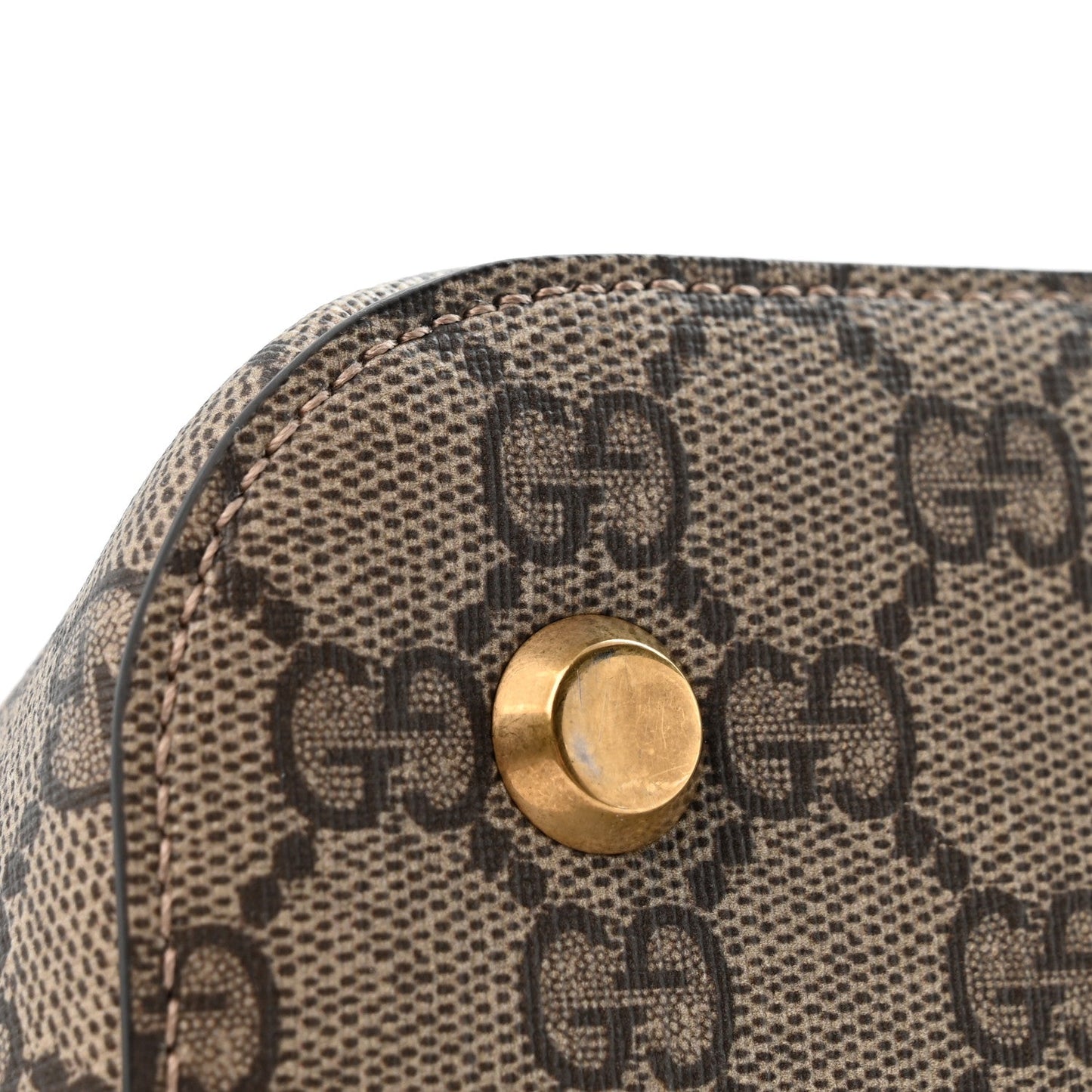 X GUCCI GG Supreme Monogram Medium Ville Top Handle Beige Ebony