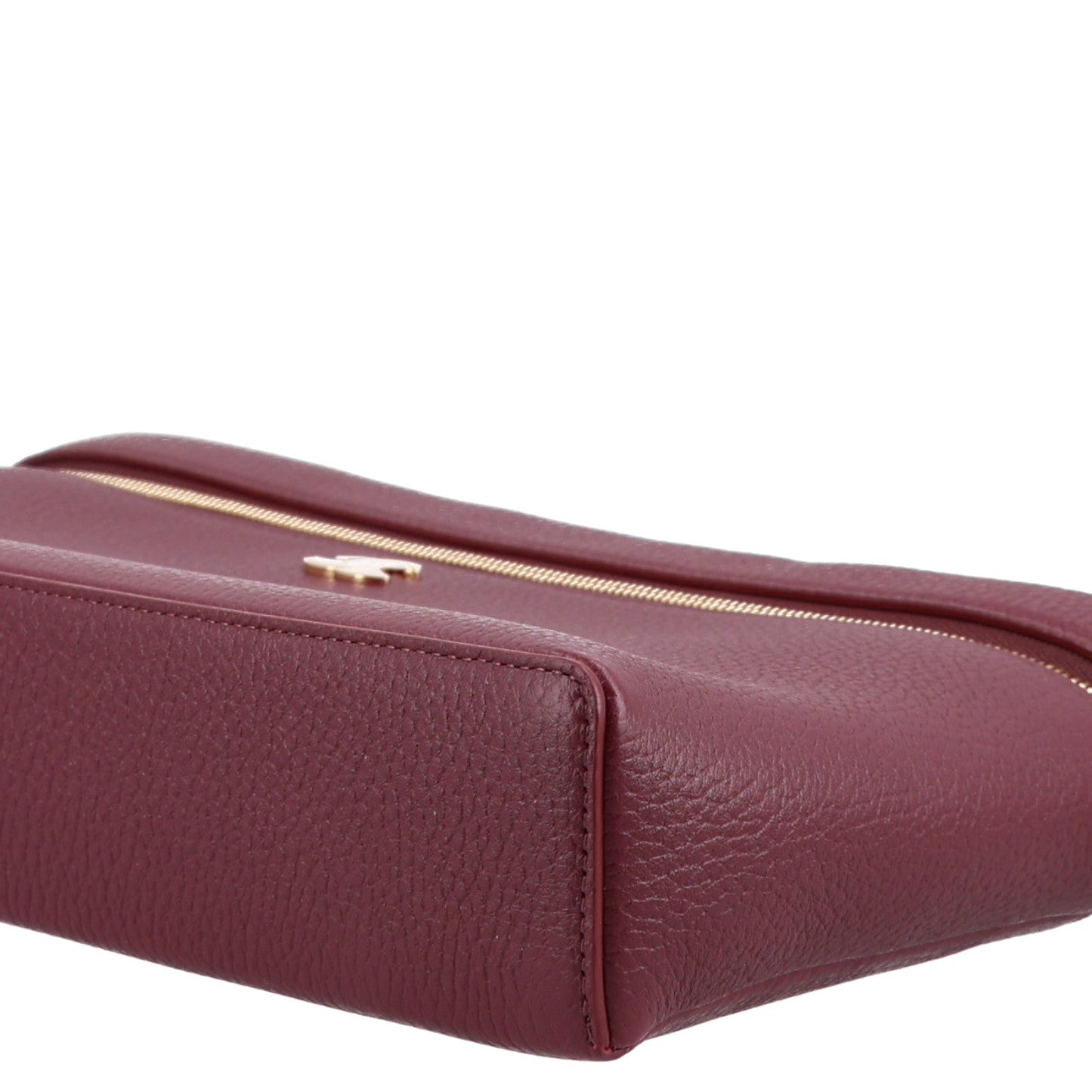Grained Calfskin Top Handle Slim Vanity Case With Chain Dark Burgundy