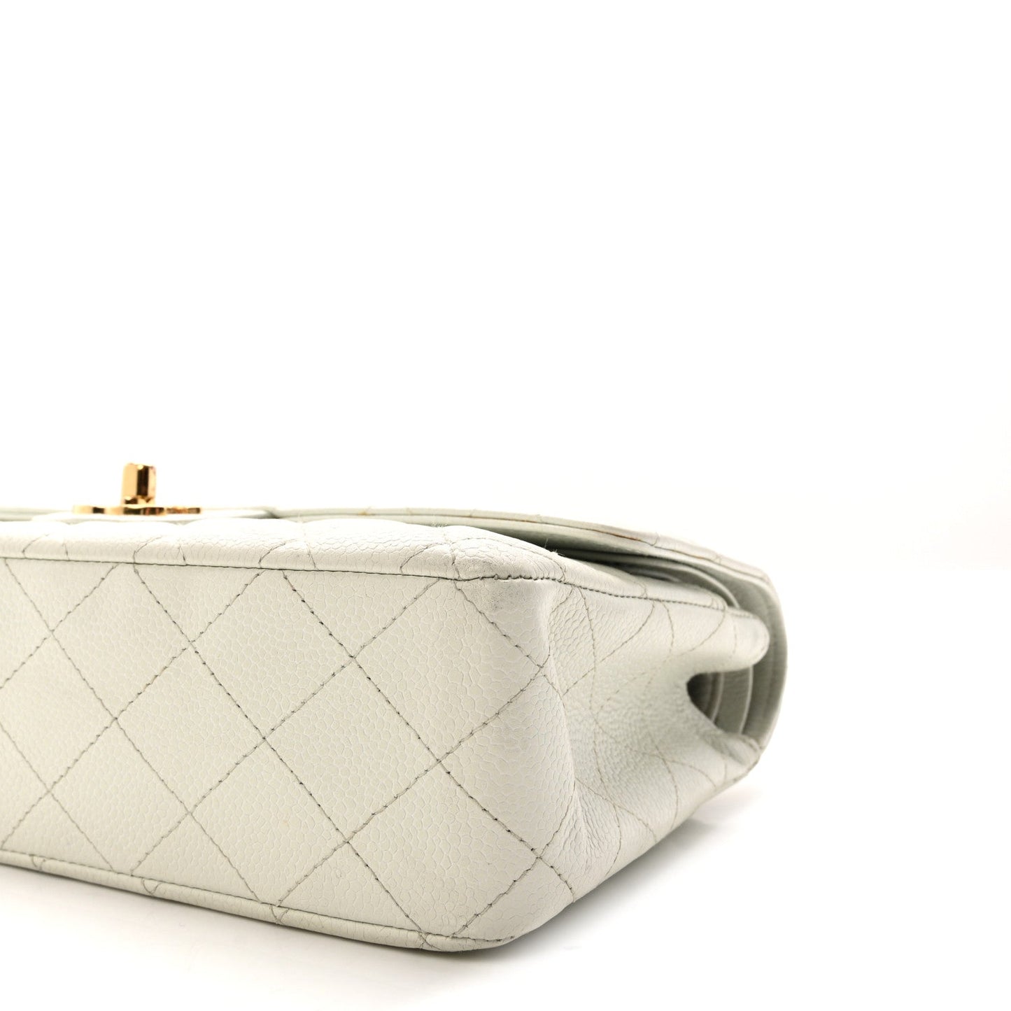 Caviar Quilted Medium Double Flap Light Blue
