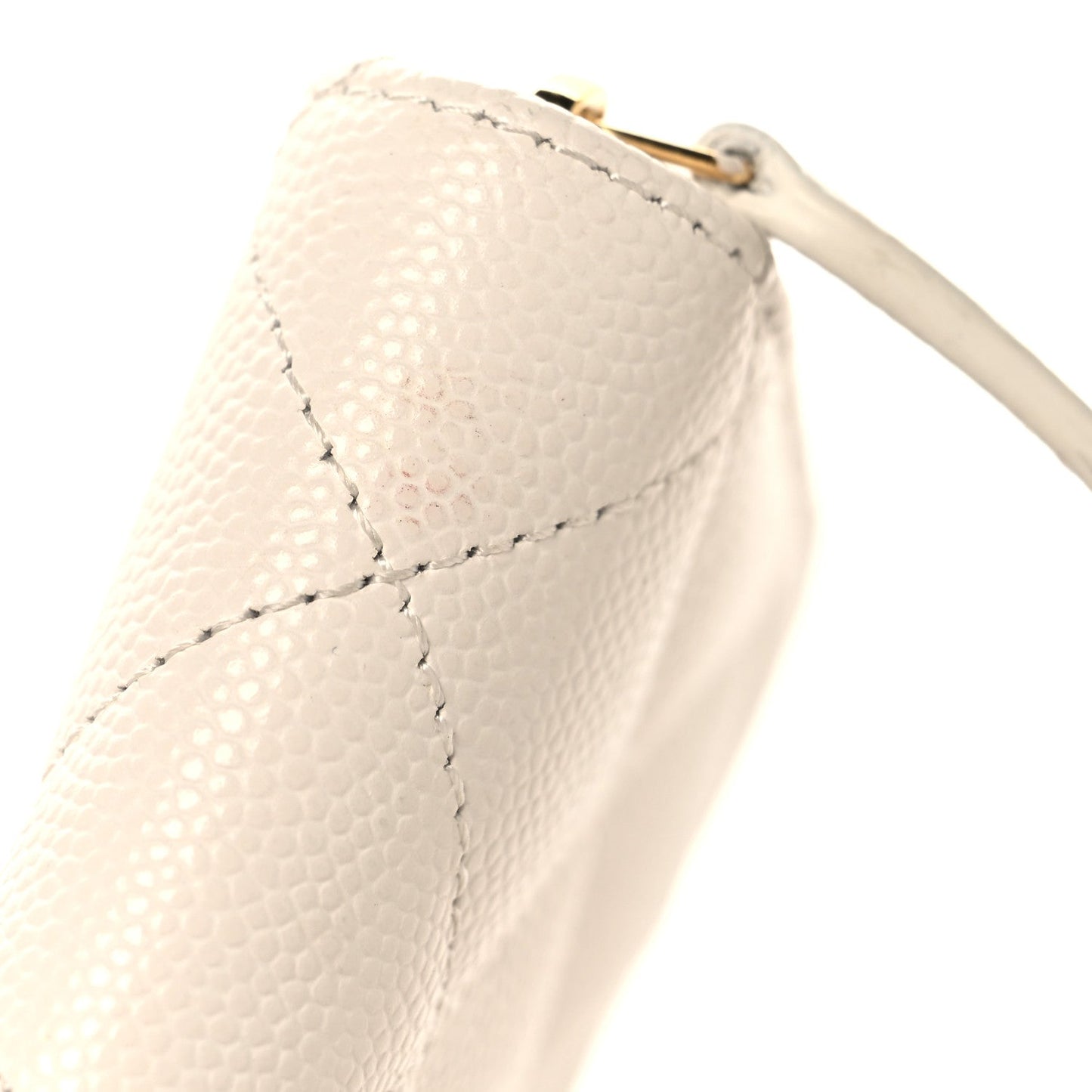 Caviar Quilted Crystal Zip Around Coin Purse Wallet White