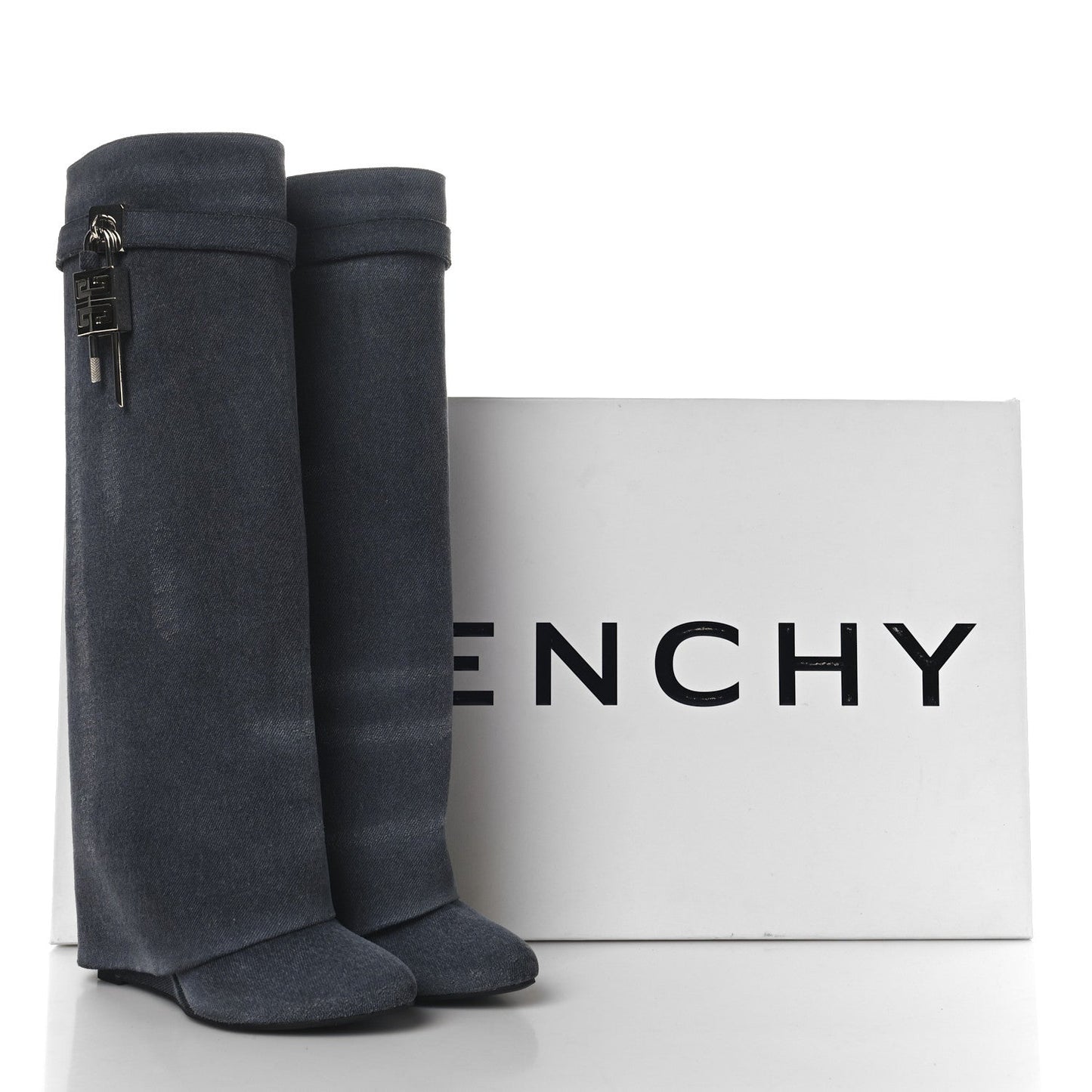Washed Denim Shark Lock Pant Boots 38 Black