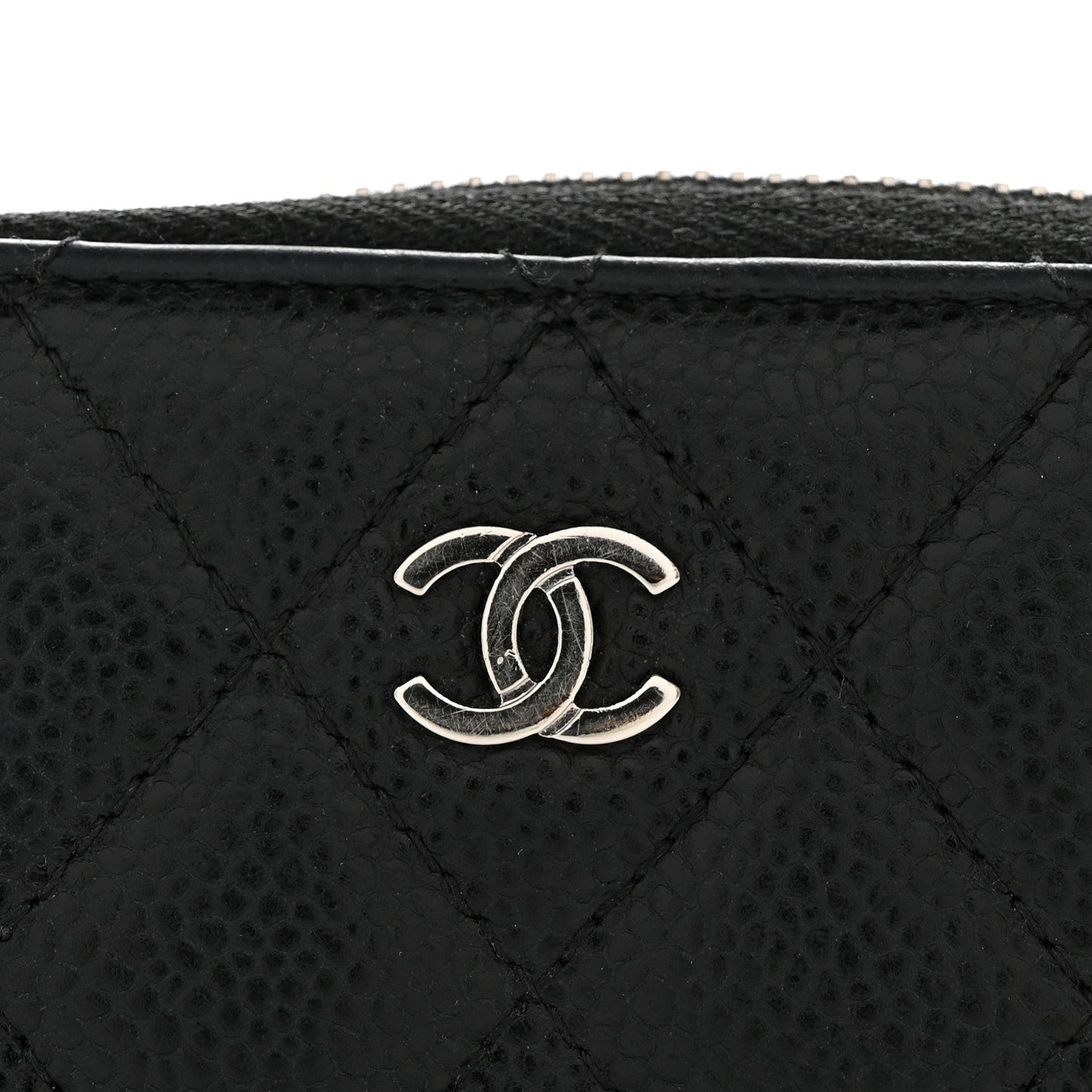 Caviar Quilted Zip Coin Purse Black Black