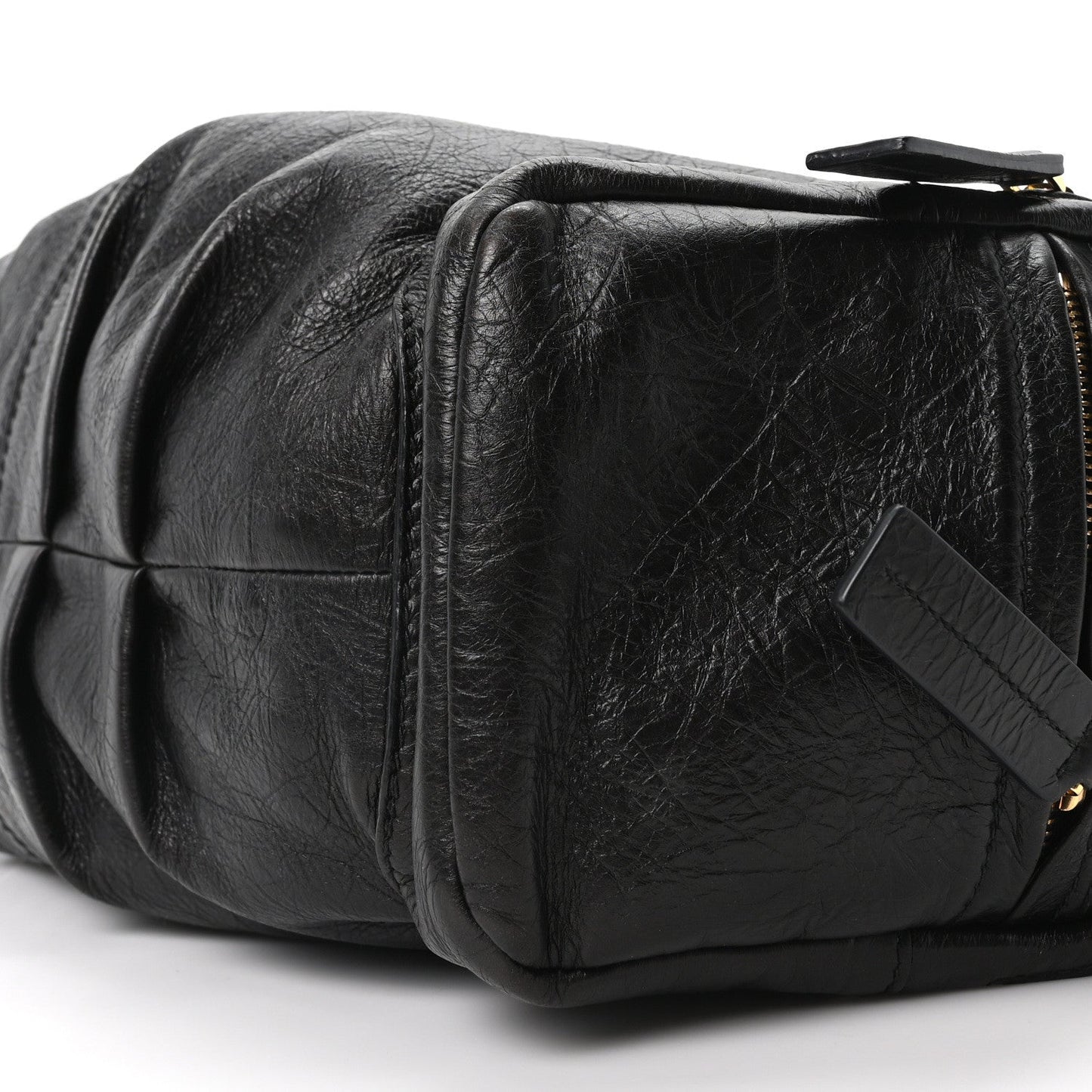 Crinkled Calfskin Large Grand Tour Multipocket Bag Black
