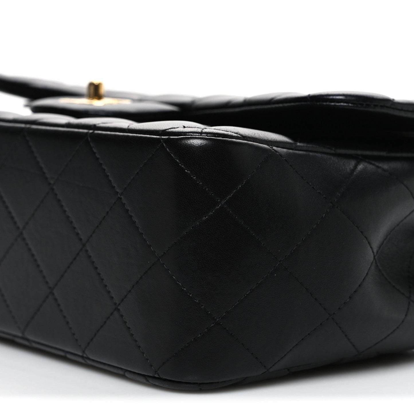 Lambskin Quilted Jumbo Double Flap Black