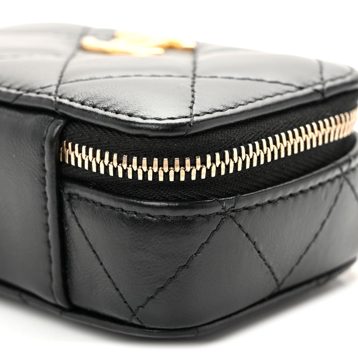 Lambskin Quilted Mini Lacquered Chain Clutch Black