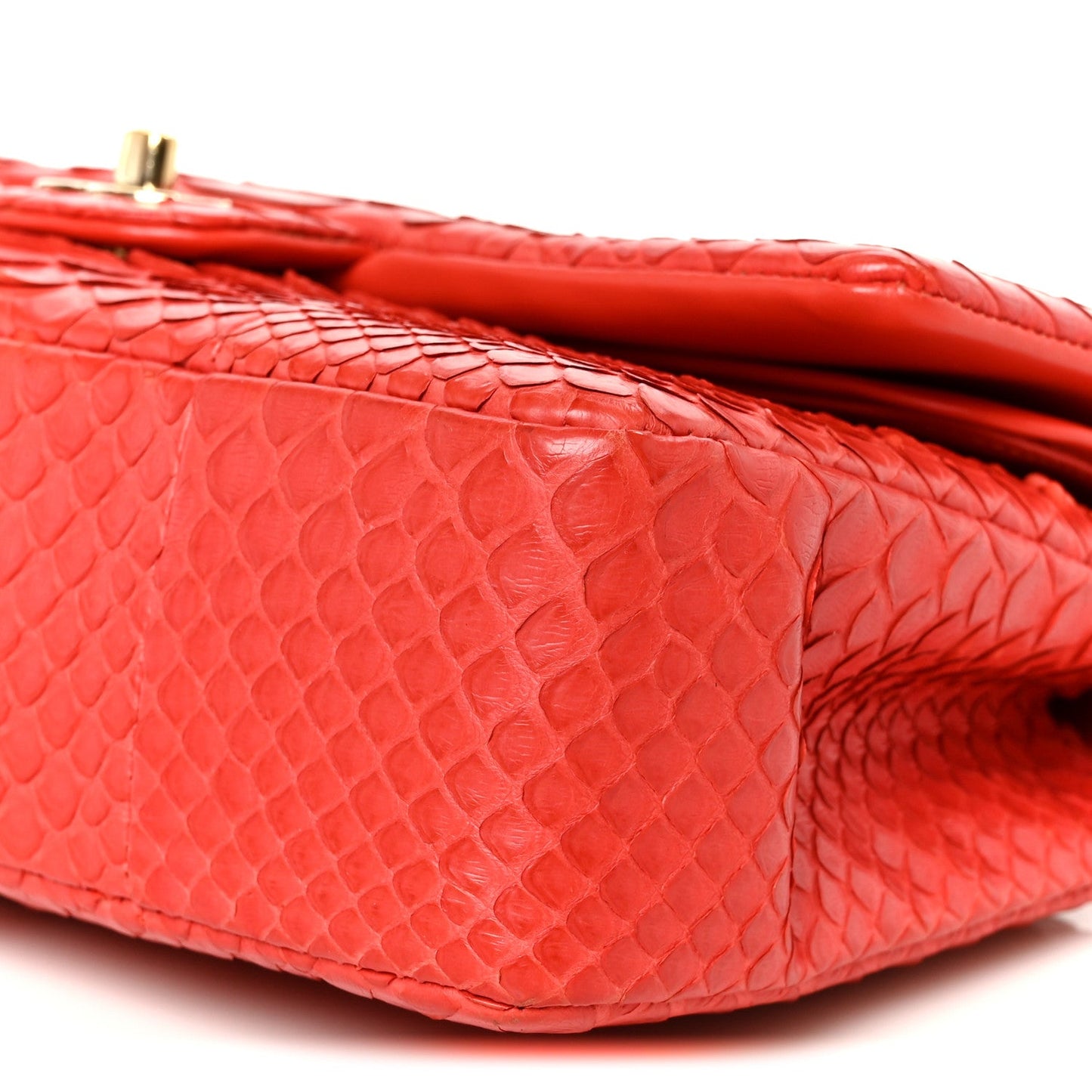 Snakeskin Medium Double Flap Red