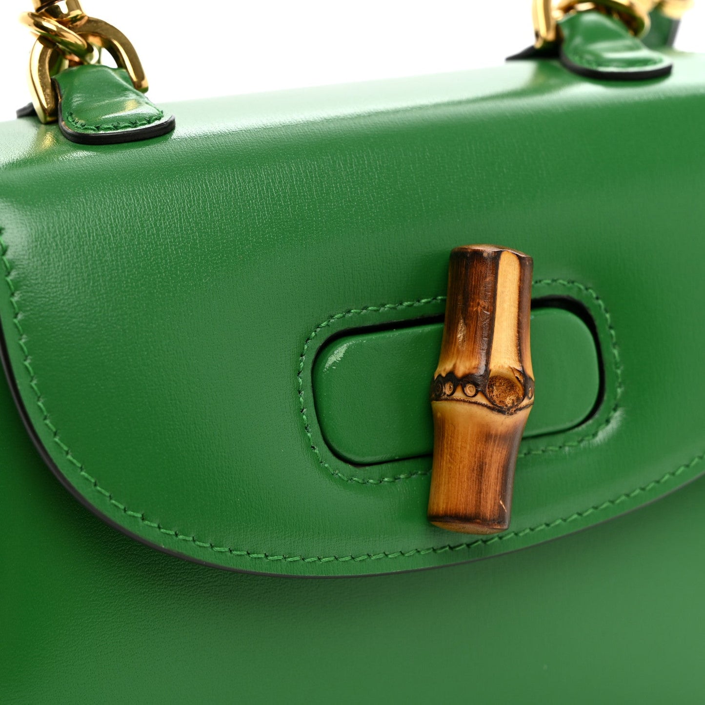 Boarded Dyana Lux Calfskin Web Small Bamboo 1947 Top Handle Bag Spring Green
