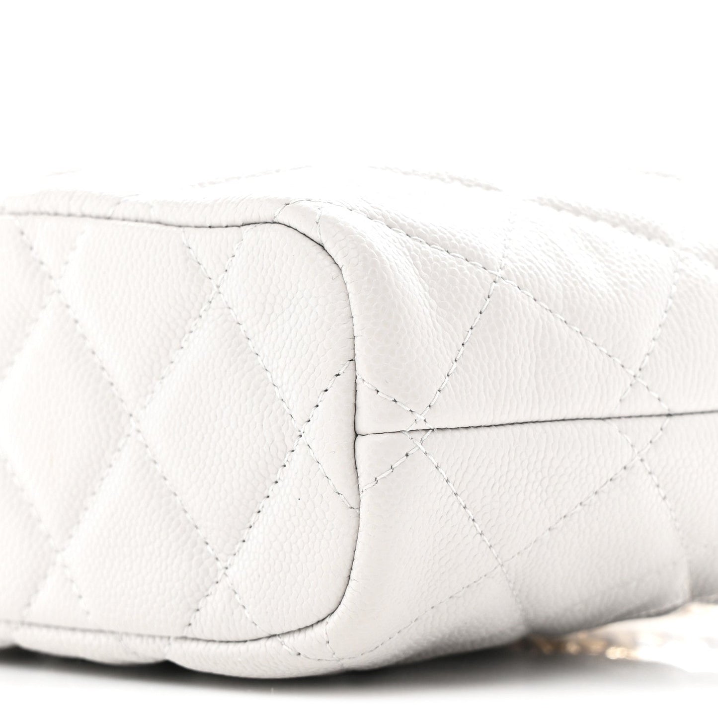 Shiny Caviar Quilted Hobo Clutch With Chain Light Grey