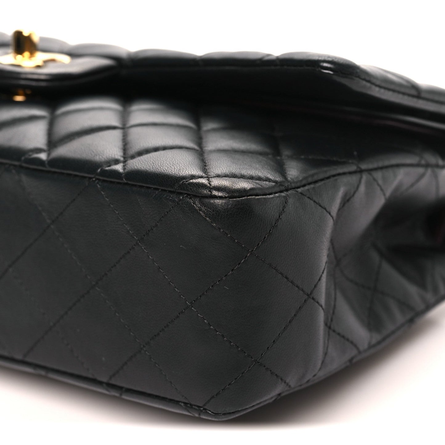 Lambskin Quilted Medium Double Flap Black