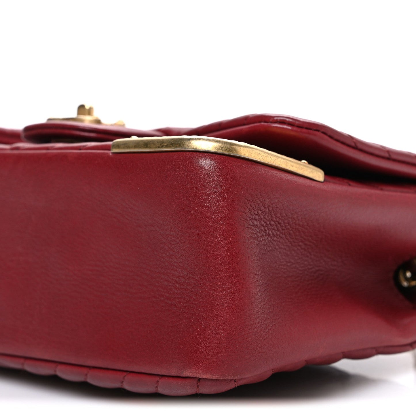 Calfskin Chevron Quilted Mini Rock The Corner Flap Red