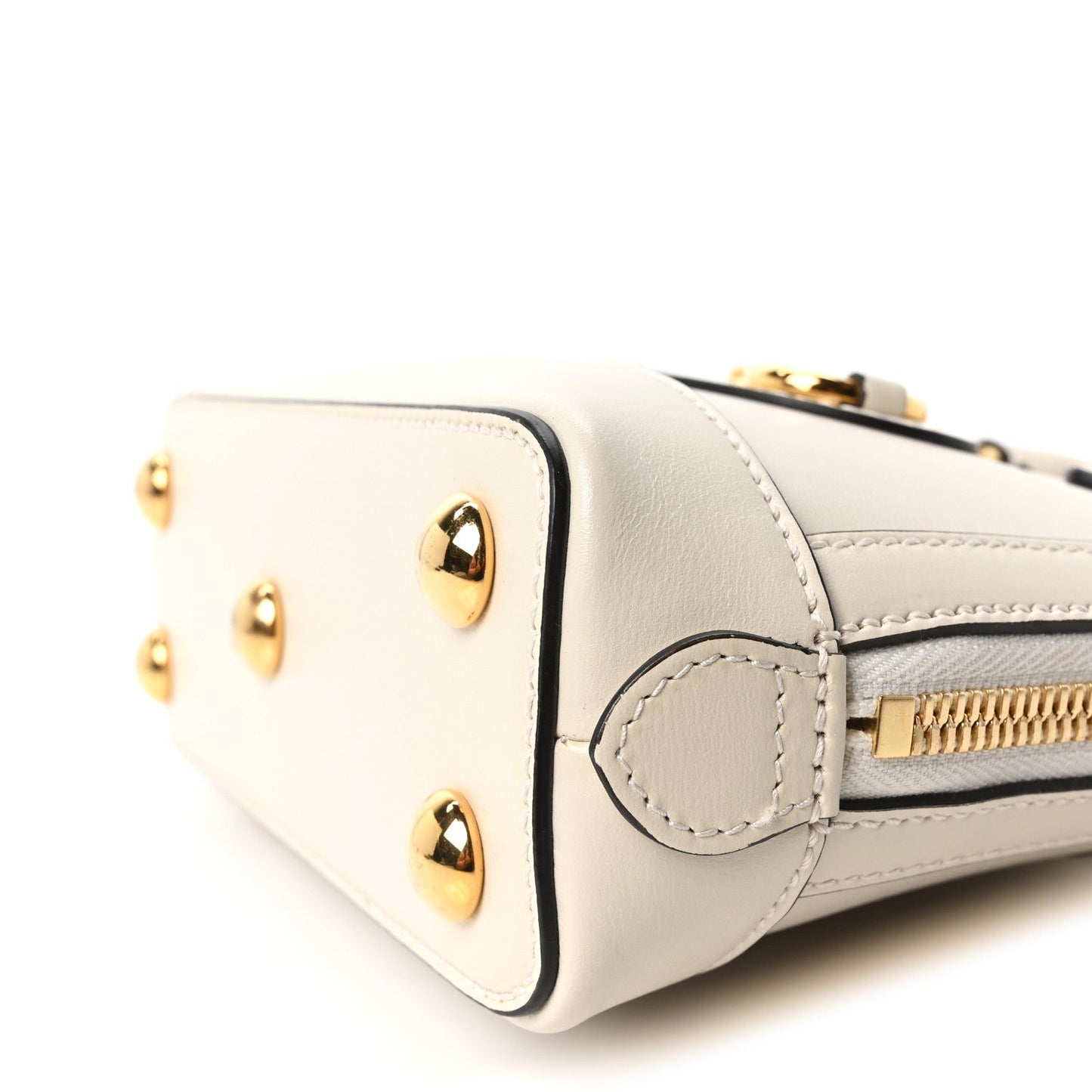 Boarded Plutone Calfskin Mini Horsebit 1955 Top Handle Bag Mystic White