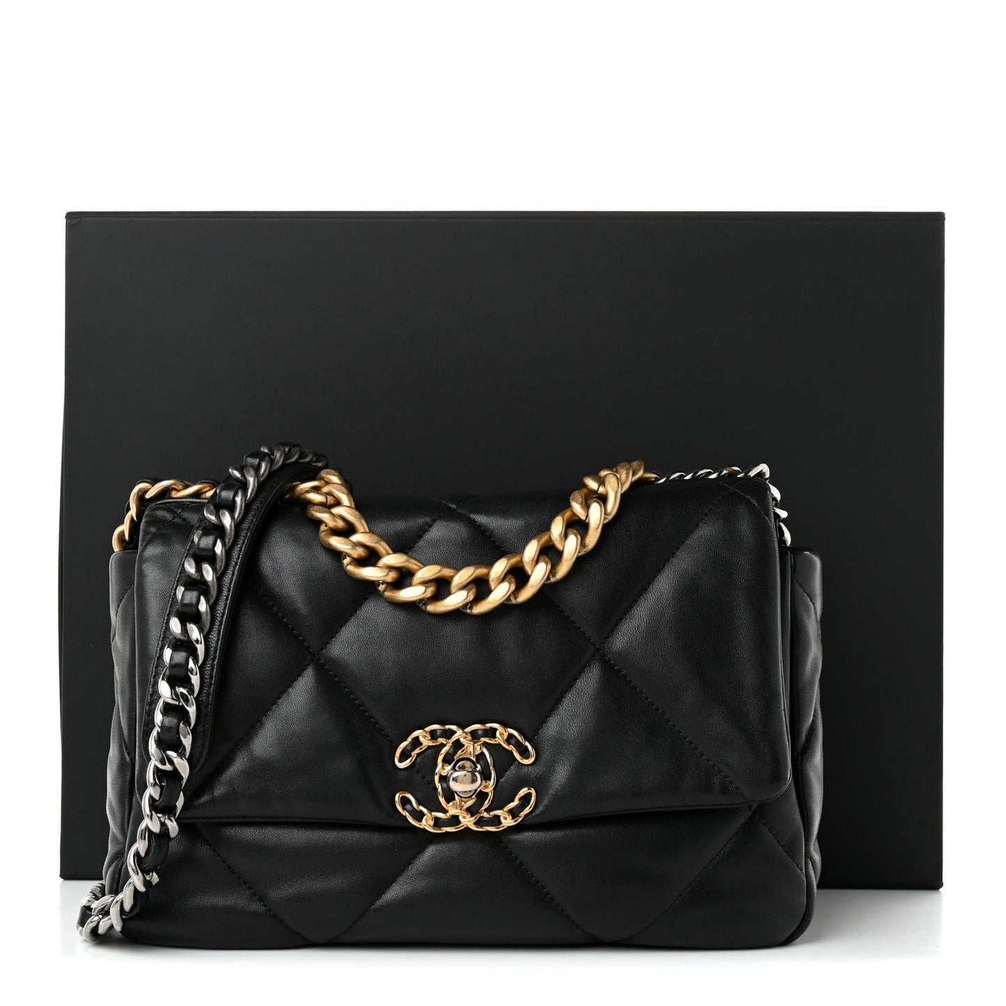 Lambskin Quilted Medium Chanel 19 Flap Black