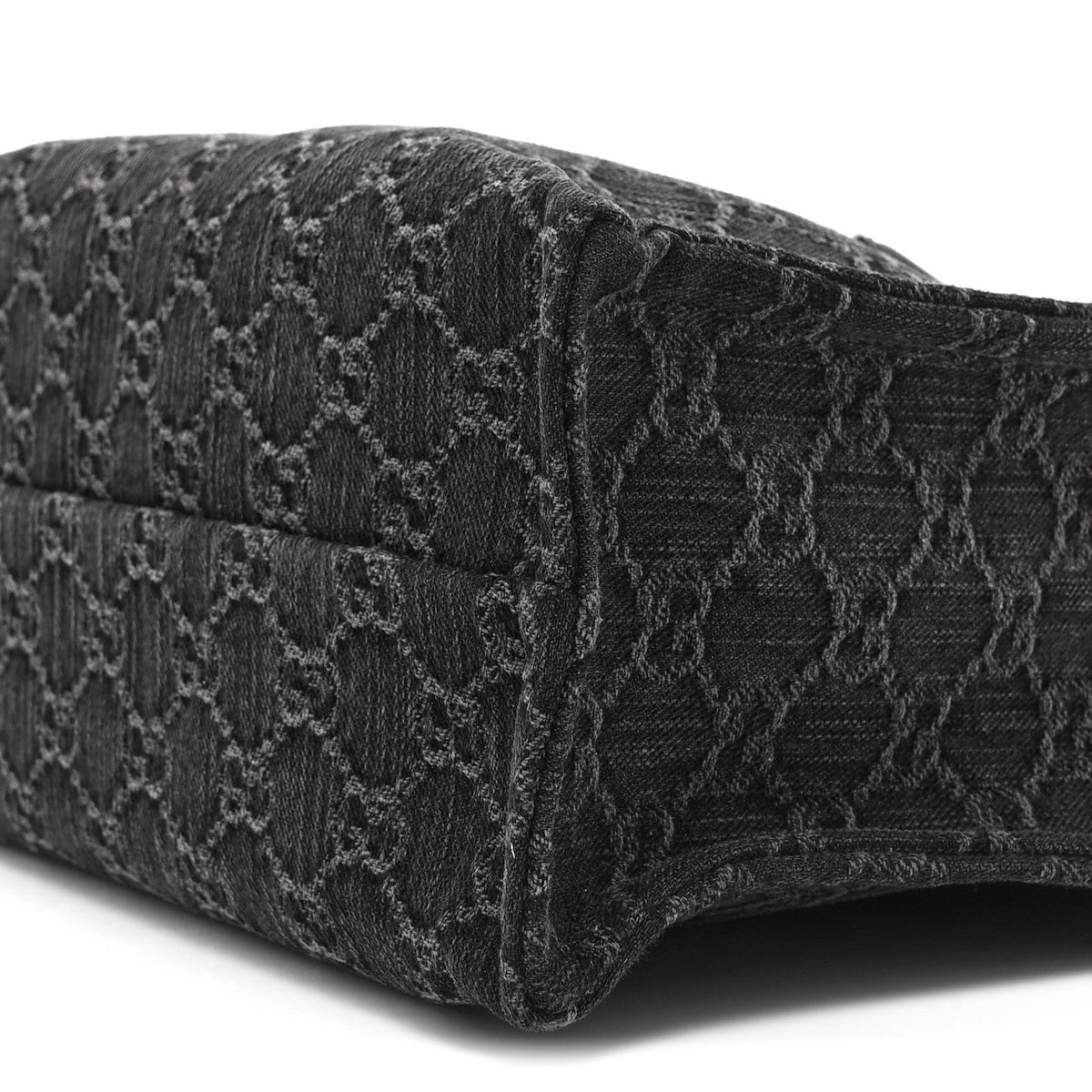 Denim Ophidia GG Monogram Tote Medium Black Grey