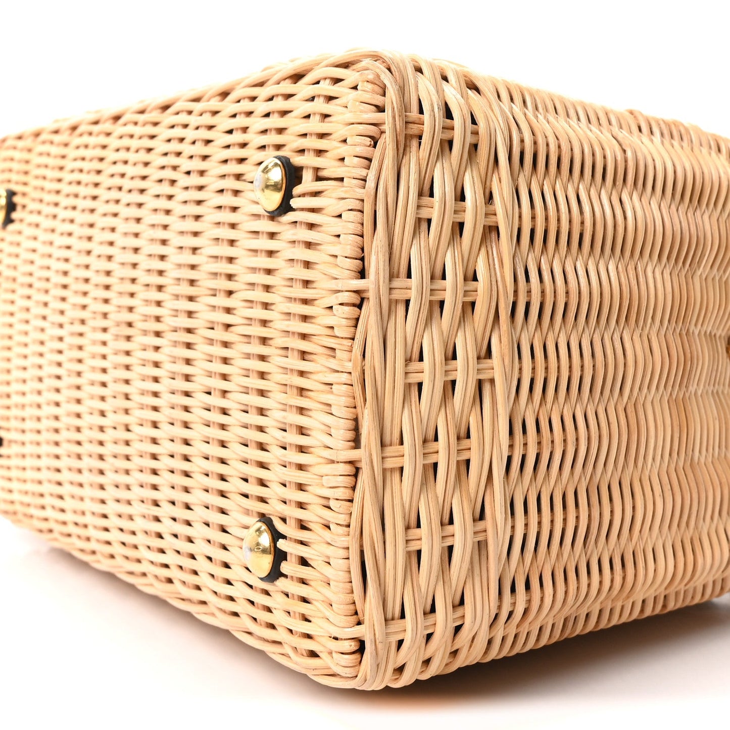 Rattan Calfskin Capucines BB Black