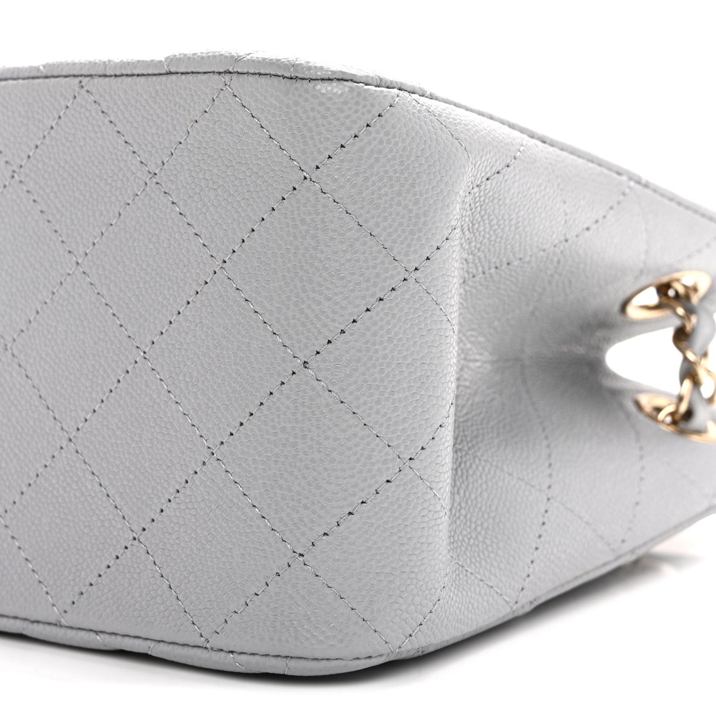 Caviar Quilted Mini Bucket Bag Grey