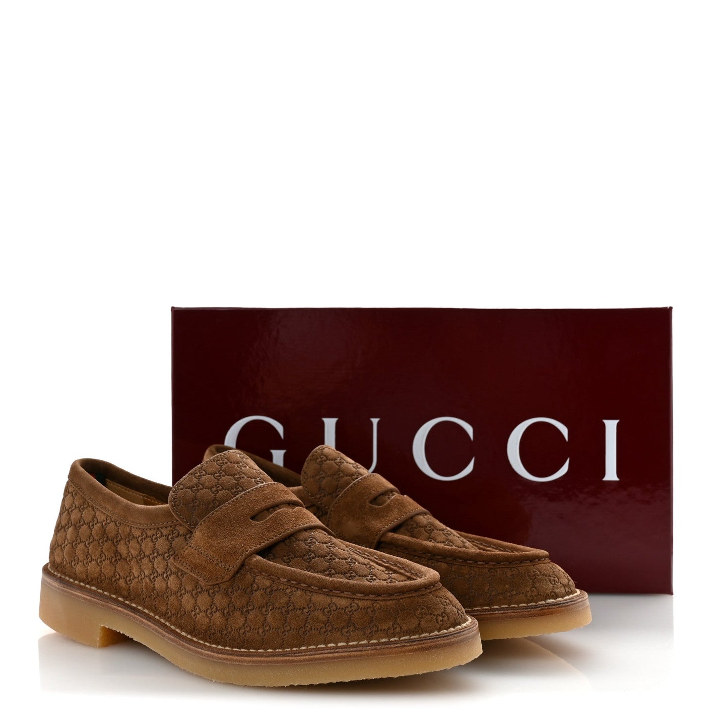 Luxury Suede Microguccissima Mens Loafers 9.5 Nocciola