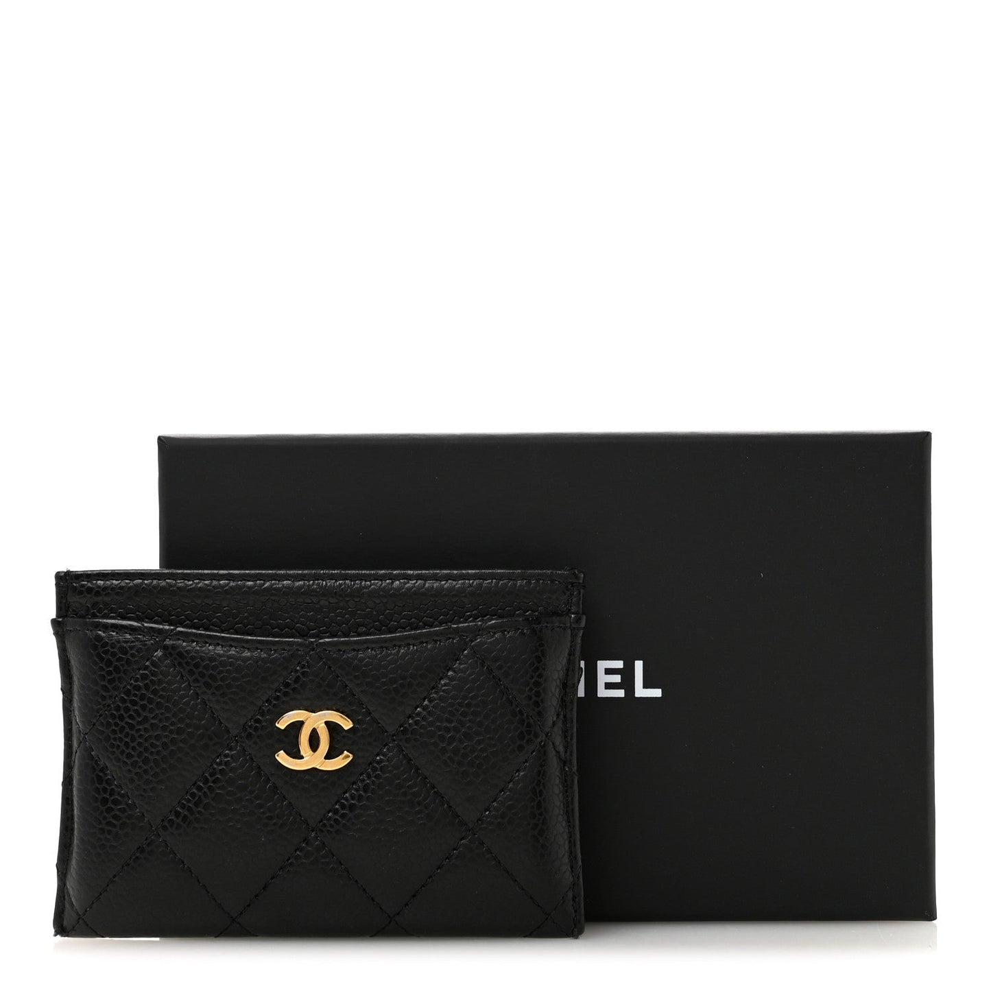 Caviar Quilted Card Holder Black