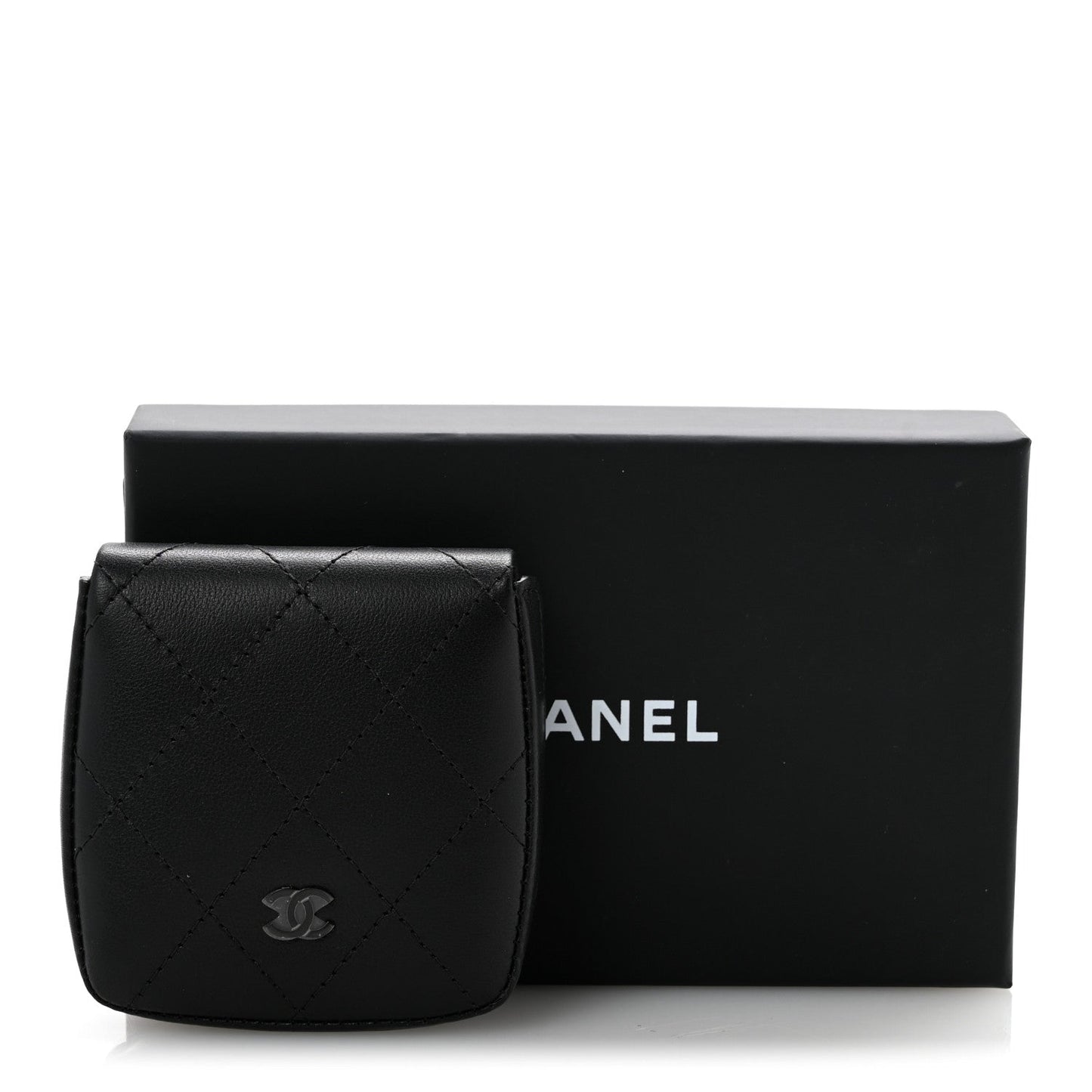 Goatskin Quilted Square Pouch Coin Purse So Black