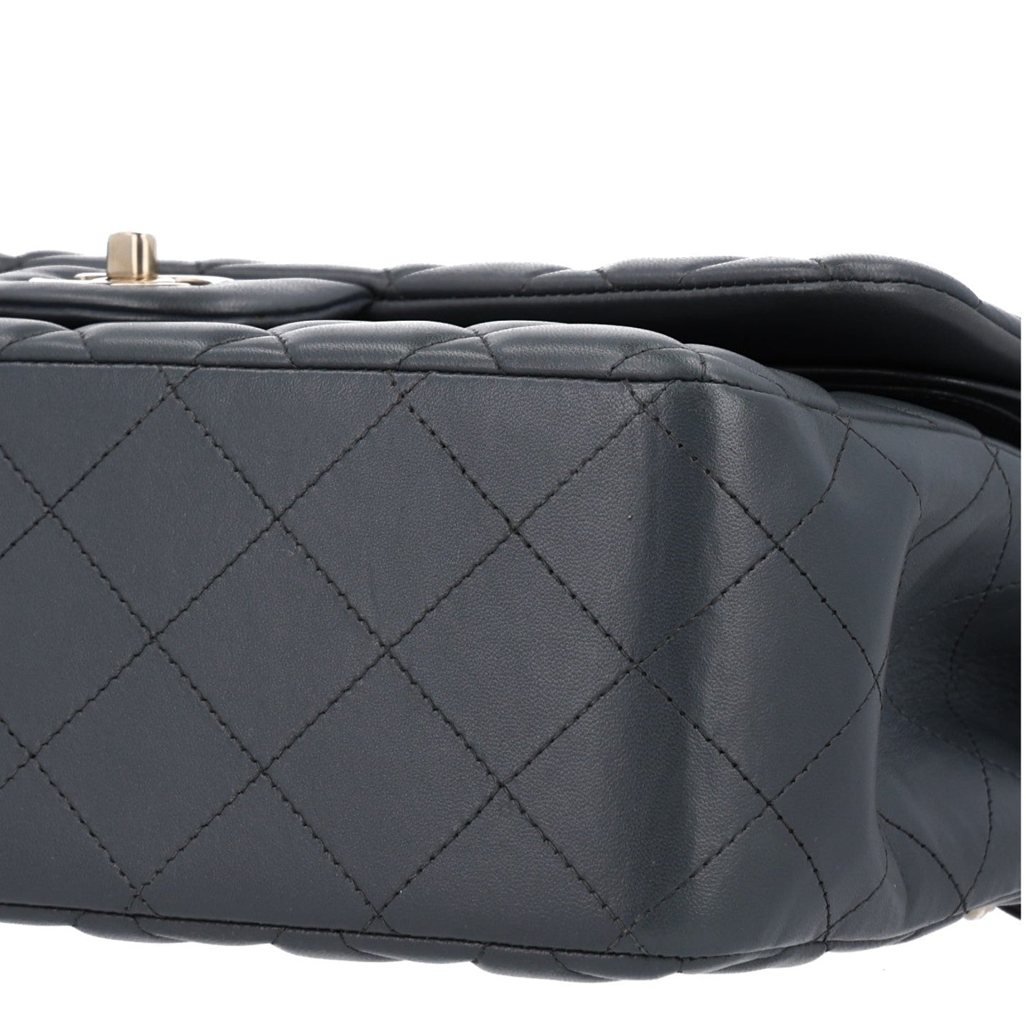 Lambskin Quilted Jumbo Double Flap Dark Grey