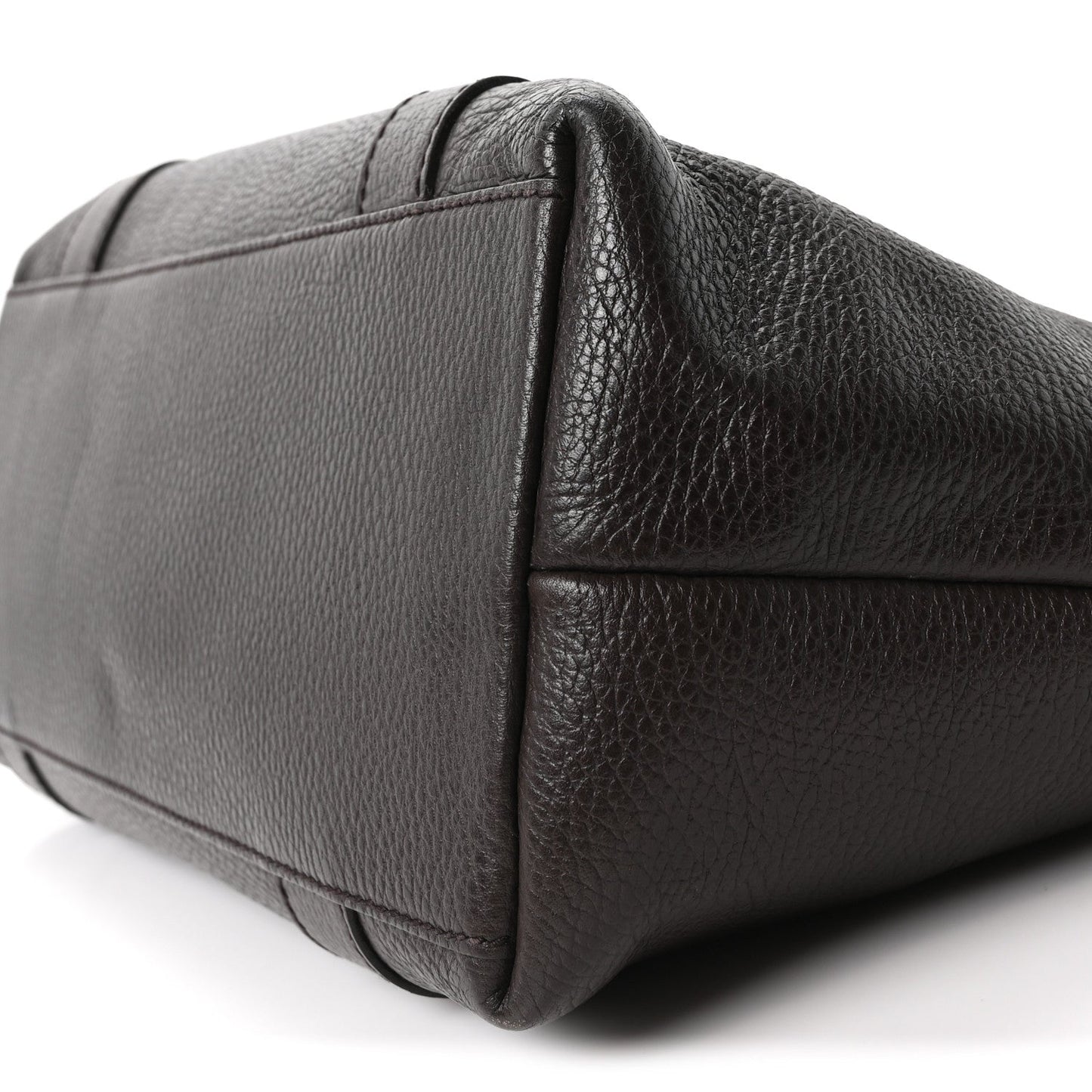 Calfskin Bamboo Top Handle Tote Dark Brown