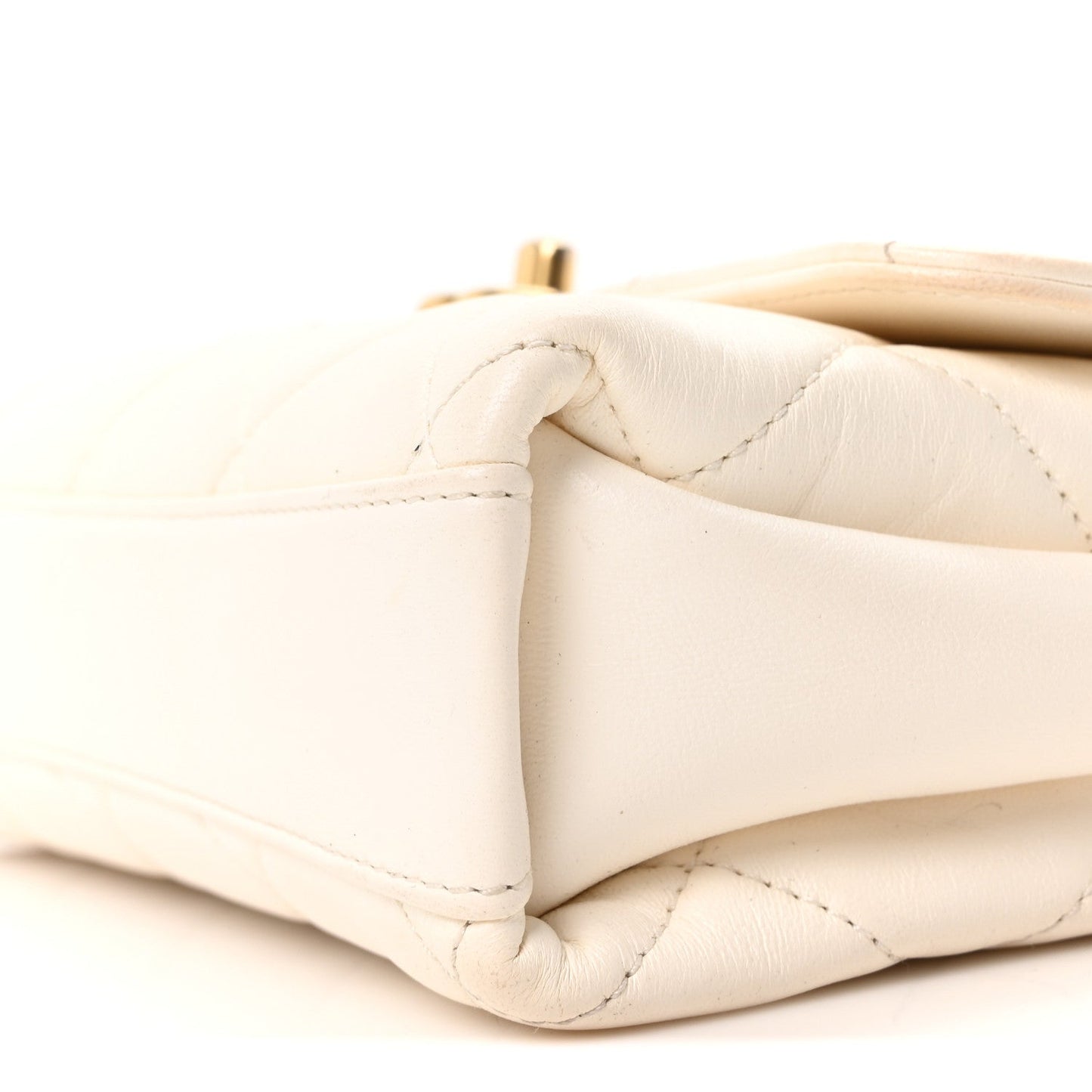 Lambskin Quilted Small CC Crystal Logo Chain Flap White
