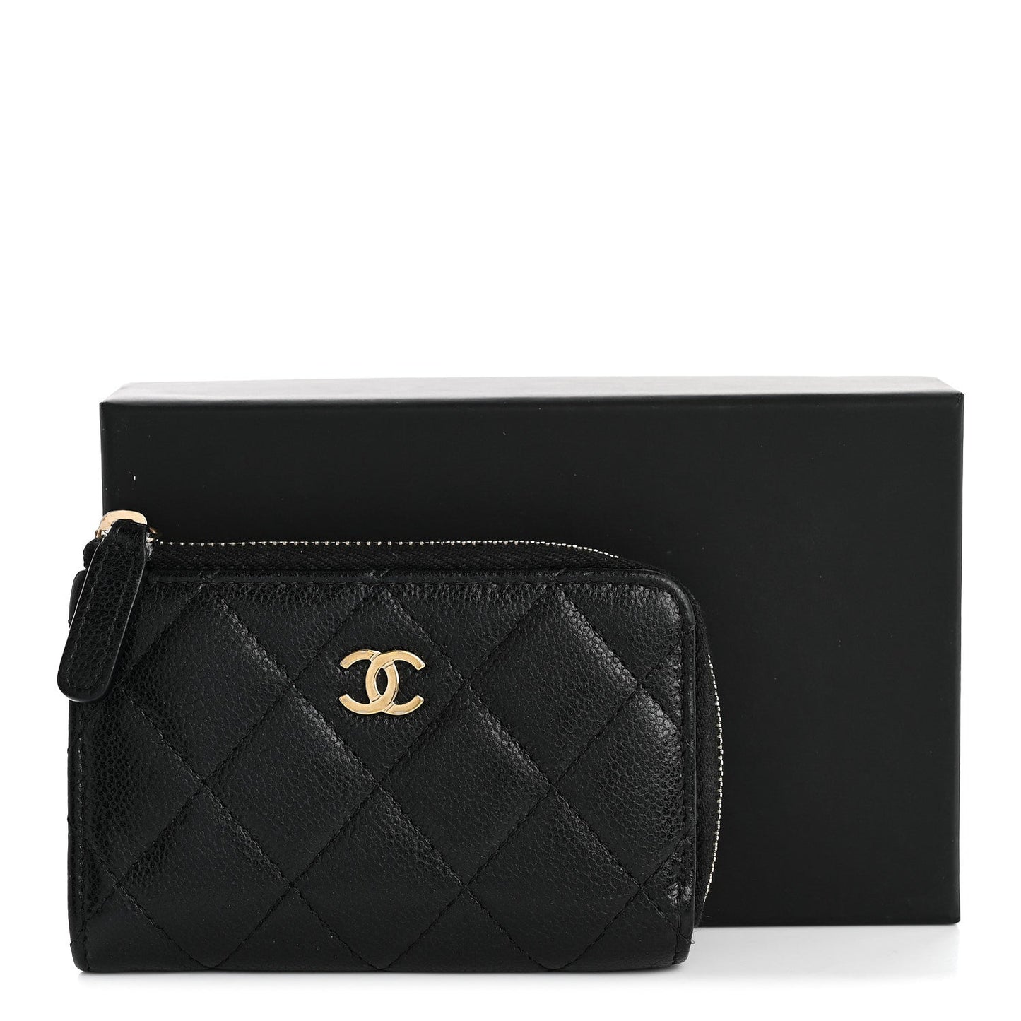 Caviar Quilted Zipped Key Holder Case Black