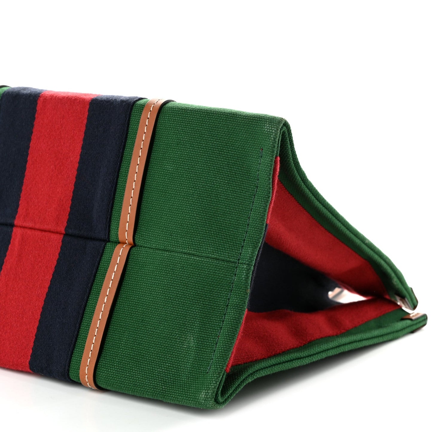 Canvas Calfskin Web Small Interlocking G Tote Bag Green Red