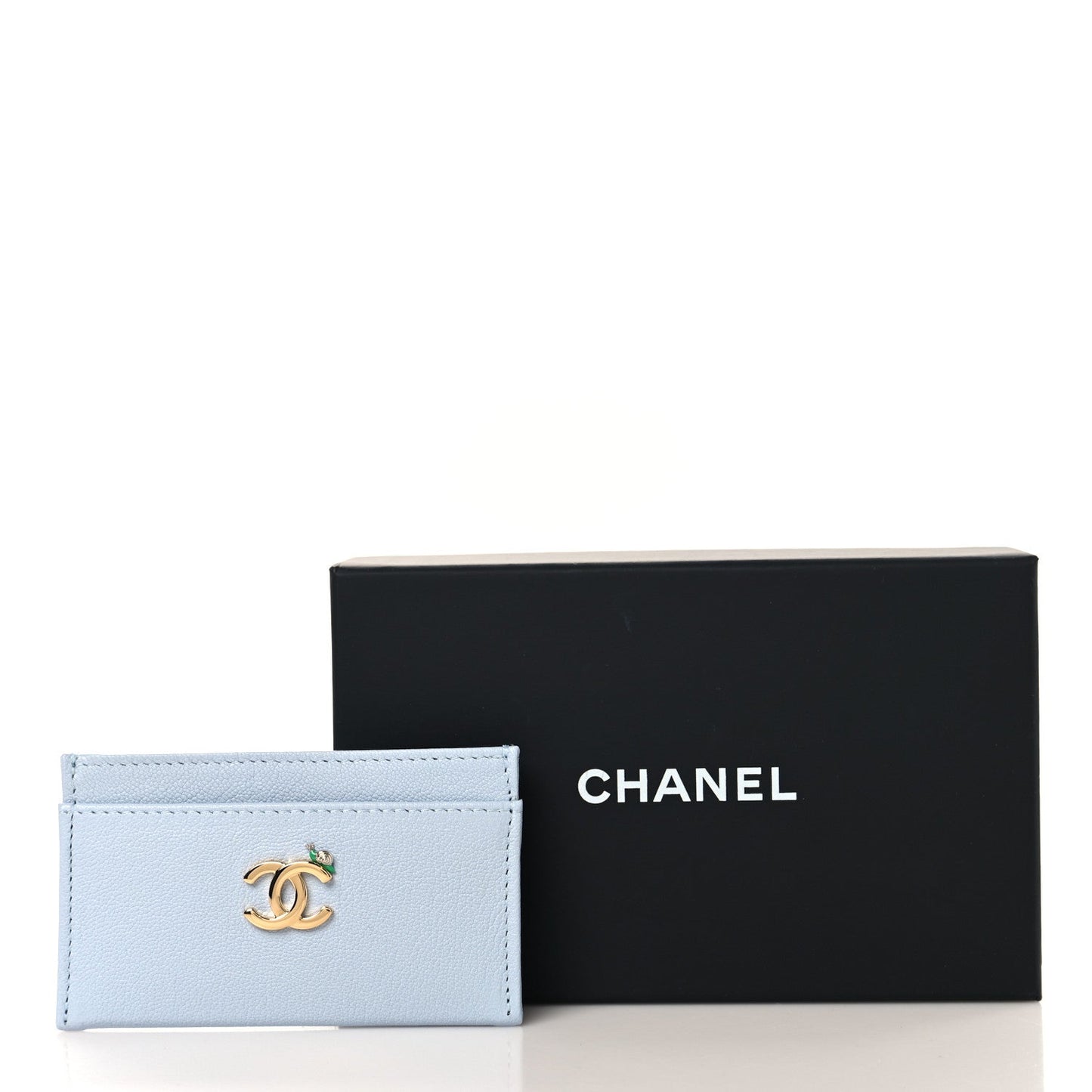 Grained Goatskin CC Snail Card Holder Light Blue