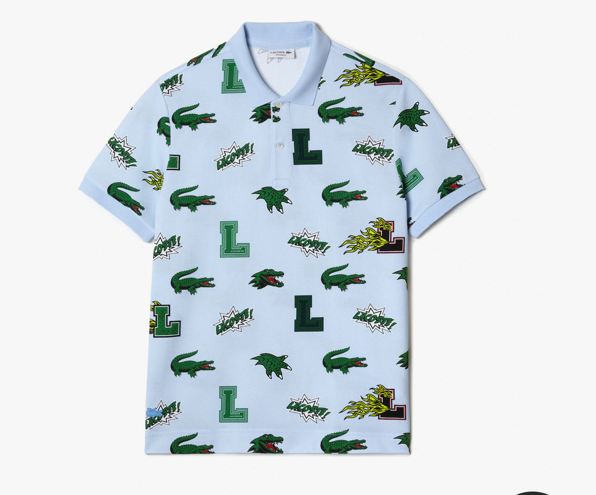 LACOSTE - HOLIDAY REGULAR FIT CROCODILE PRINT SHIRTS Men’s - BLUE /WHITE