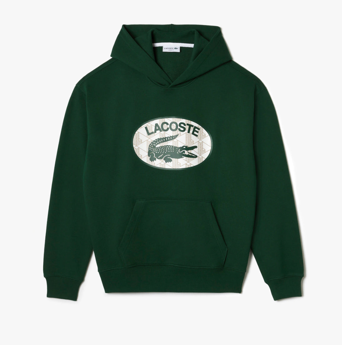 LACOSTE LOOSE-FIT OVERSIZED LOGO HOODED FLEECE SWEATSHIRT -Men’s- Green