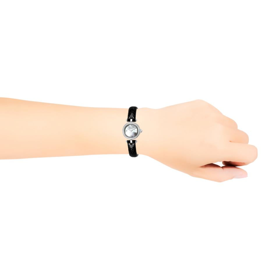 Gucci Diamantissima Diamonds Mother of Pearl Dial Black Leather Strap Watch For Women - YA141511