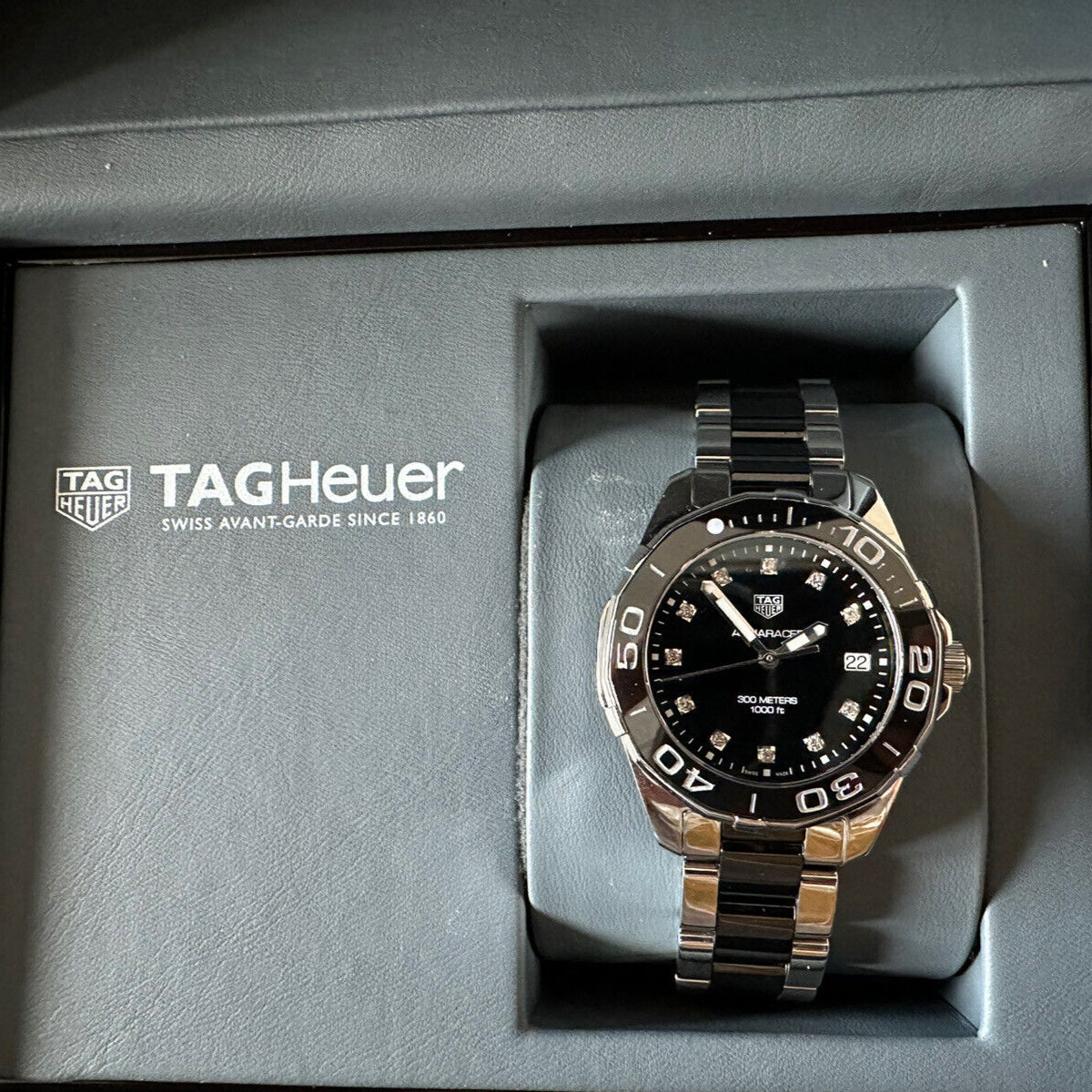 Tag Heuer Aquaracer Quartz Black Dial Two Tone Steel Strap Watch for Women - WAY131C.BA0913