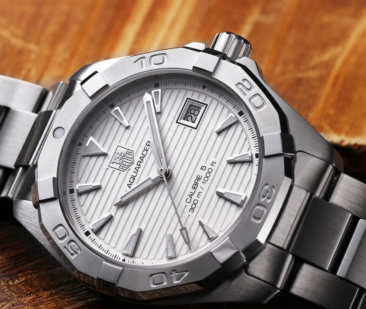 Tag Heuer Aquaracer Automatic White Dial Silver Steel Strap Watch for Men - WAY2111.BA0928
