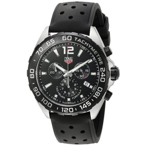 Tag Heuer Formula 1 Black Dial Black Leather Strap Watch for Men - CAZ1010.FT8024