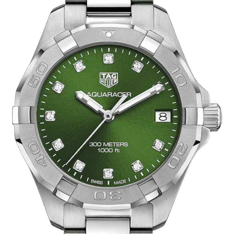 Tag Heuer Aquaracer Diamonds Emerald Green Dial Watch for Women - WBD1316.BA0740