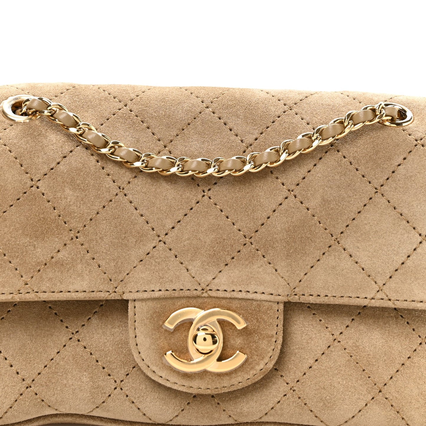 Suede Calfskin Mini Souplissimo Flap Dark Beige