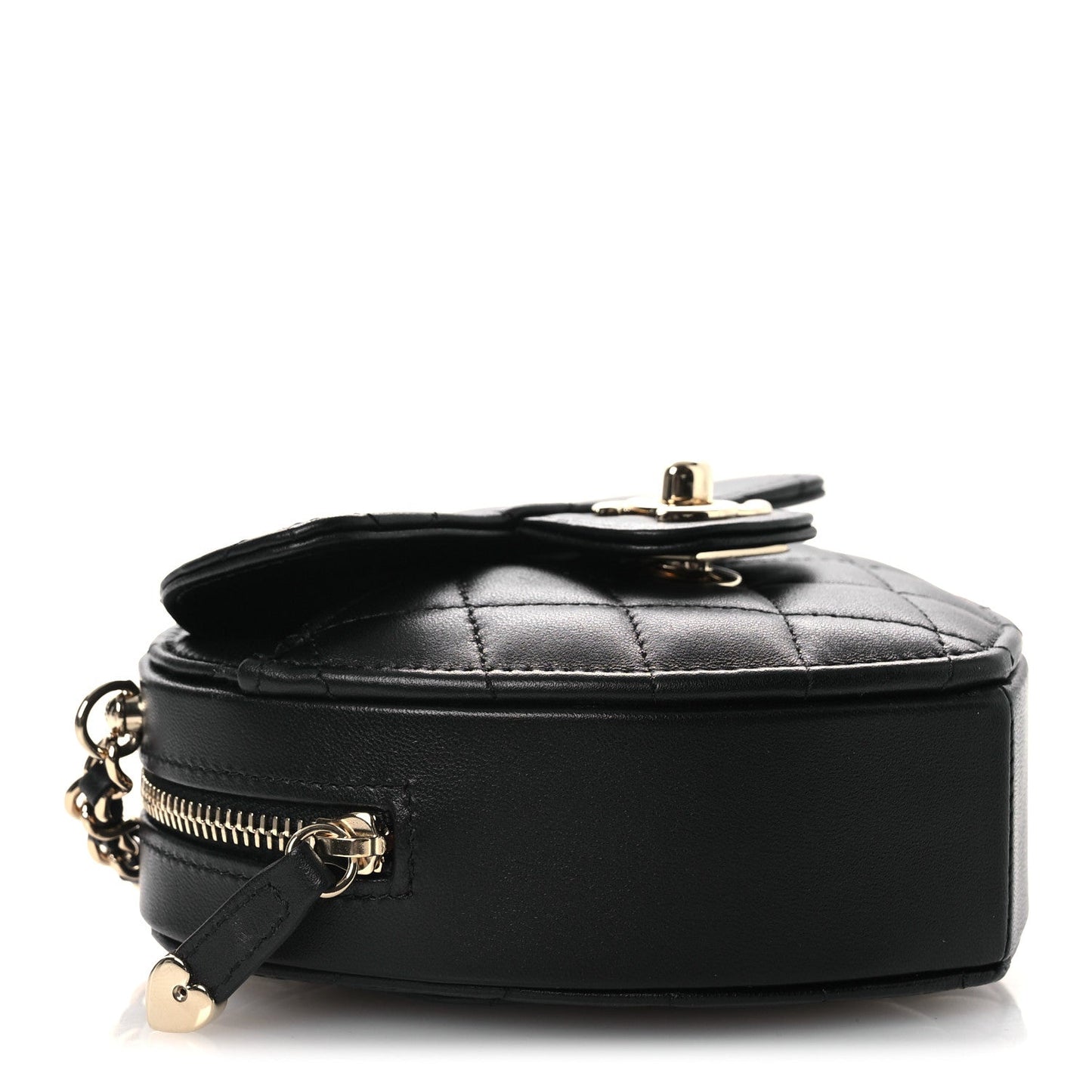 Lambskin Quilted CC In Love Heart Clutch With Chain Black