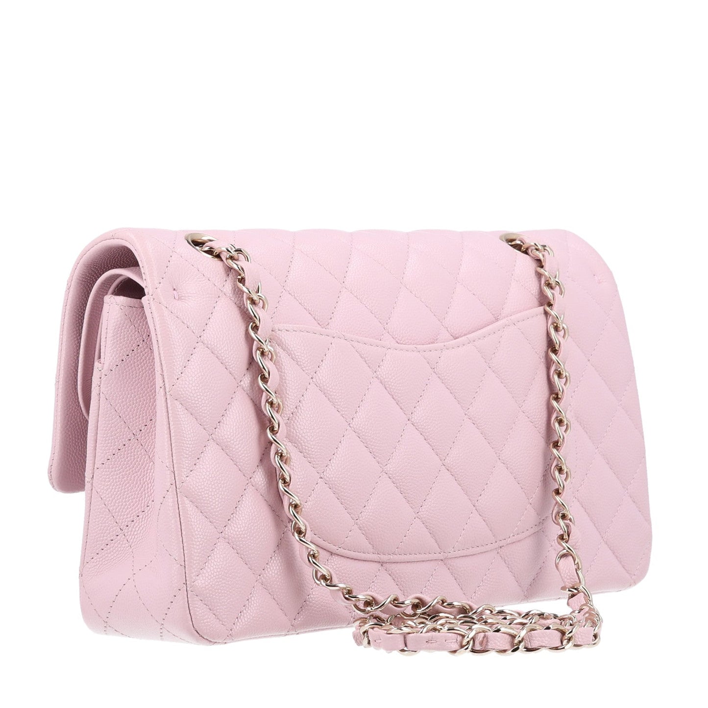 Caviar Quilted Medium Double Flap Light Pink