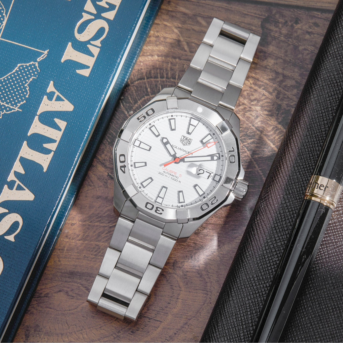 Tag Heuer Aquaracer Calibre 5 Automatic White Dial Silver Steel Strap Watch for Men - WAY2013.BA0927